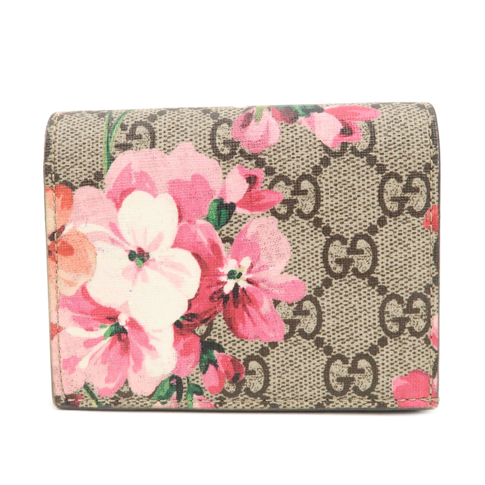 Authe-GUCCI-GG-Blooms-GG-Supreme-Bi-fold-Wallet-Flowe-Print-Pink-41088