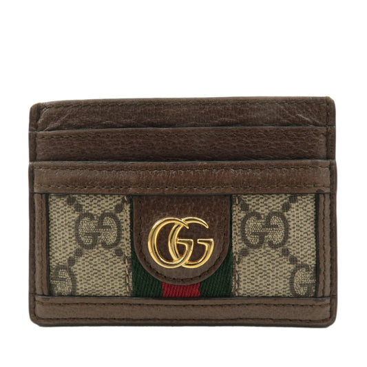 GUCCI-Ophidia-GG-Supreme-Leather-Card-Case-Beige-Brown-523159