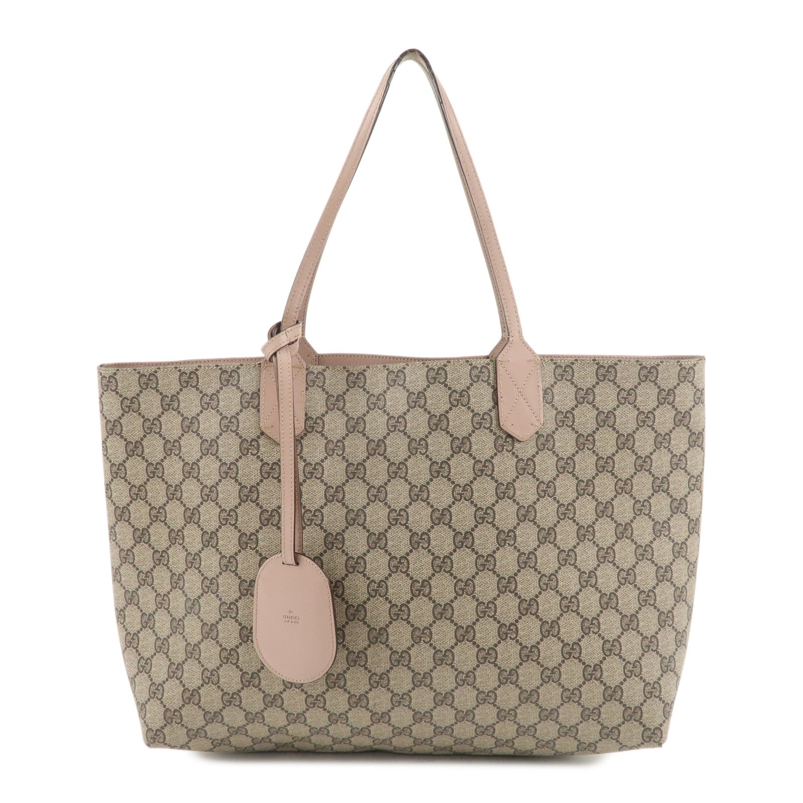 GUCCI-GG-Supreme-Leather-Reversible-Tote-Bag-Beige-Pink-258568