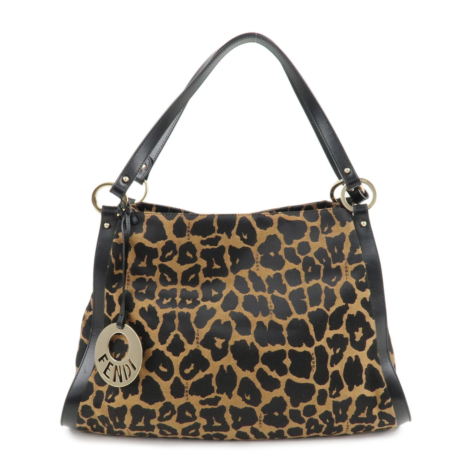 FENDI-Canvas-Leather-Shoulder-Bag-Tote-Bag-Leopard-8BR652