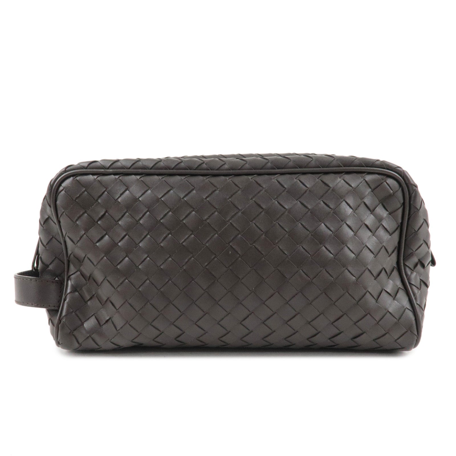 BOTTEGA-VENETA-Intrecciato-Leather-Second-Bag-Dark-Brown