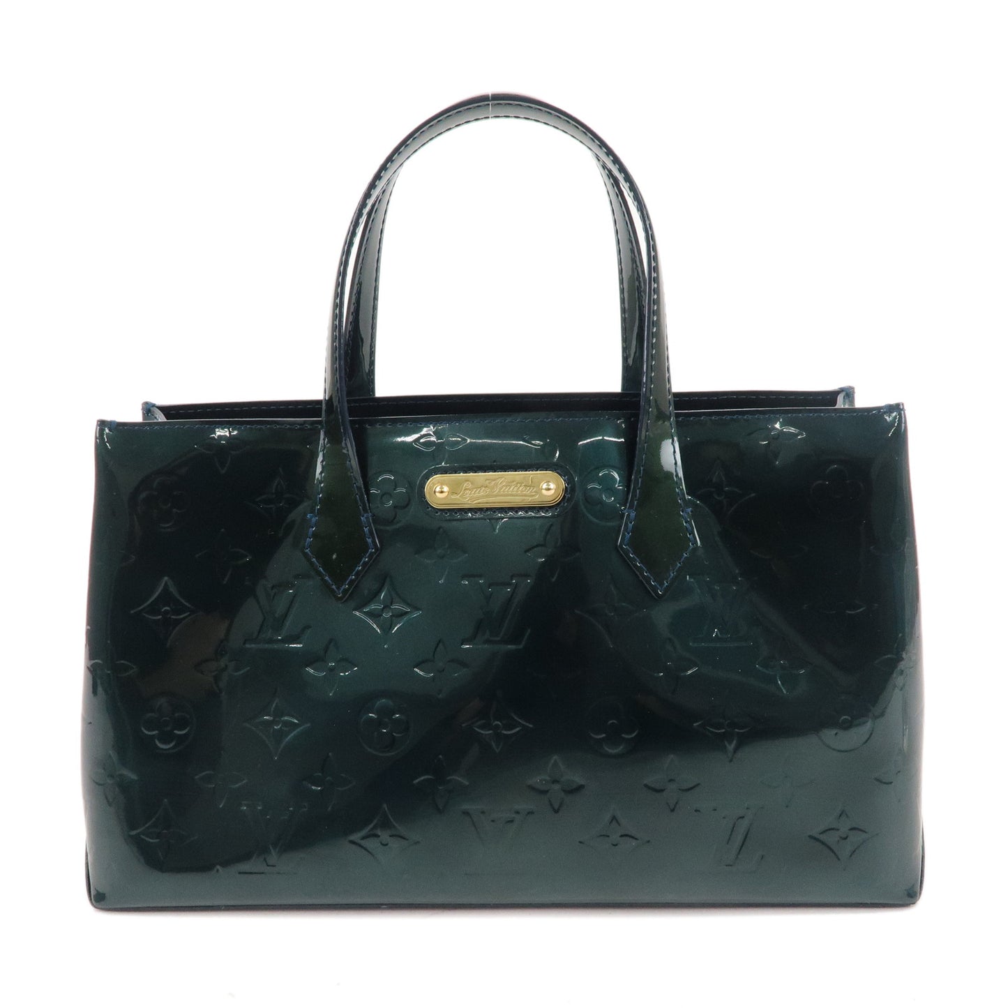 Louis Vuitton Monogram Vernis Wilshire PM Hand Bag Bleu Nuit