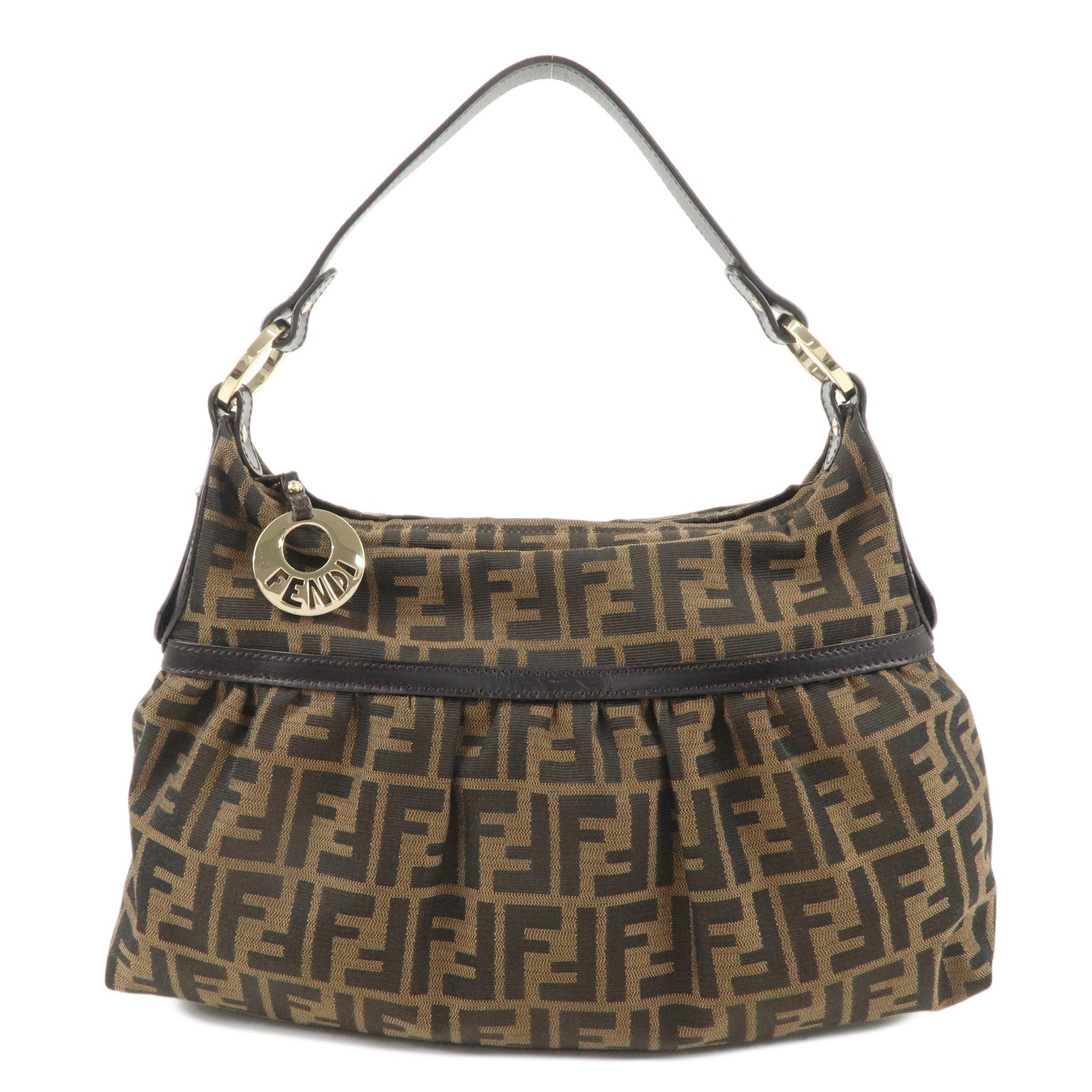 FENDI-Zucca-Canvas-Leather-Shoulder-Bag-Hand-Bag-Brown-8BR448