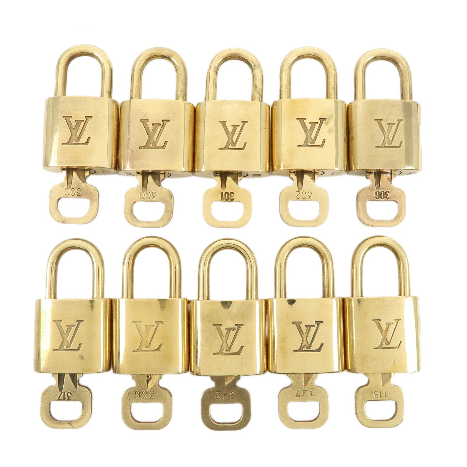 Louis-Vuitton-Set-of-10-Lock-&-Key-Cadena-Key-Lock