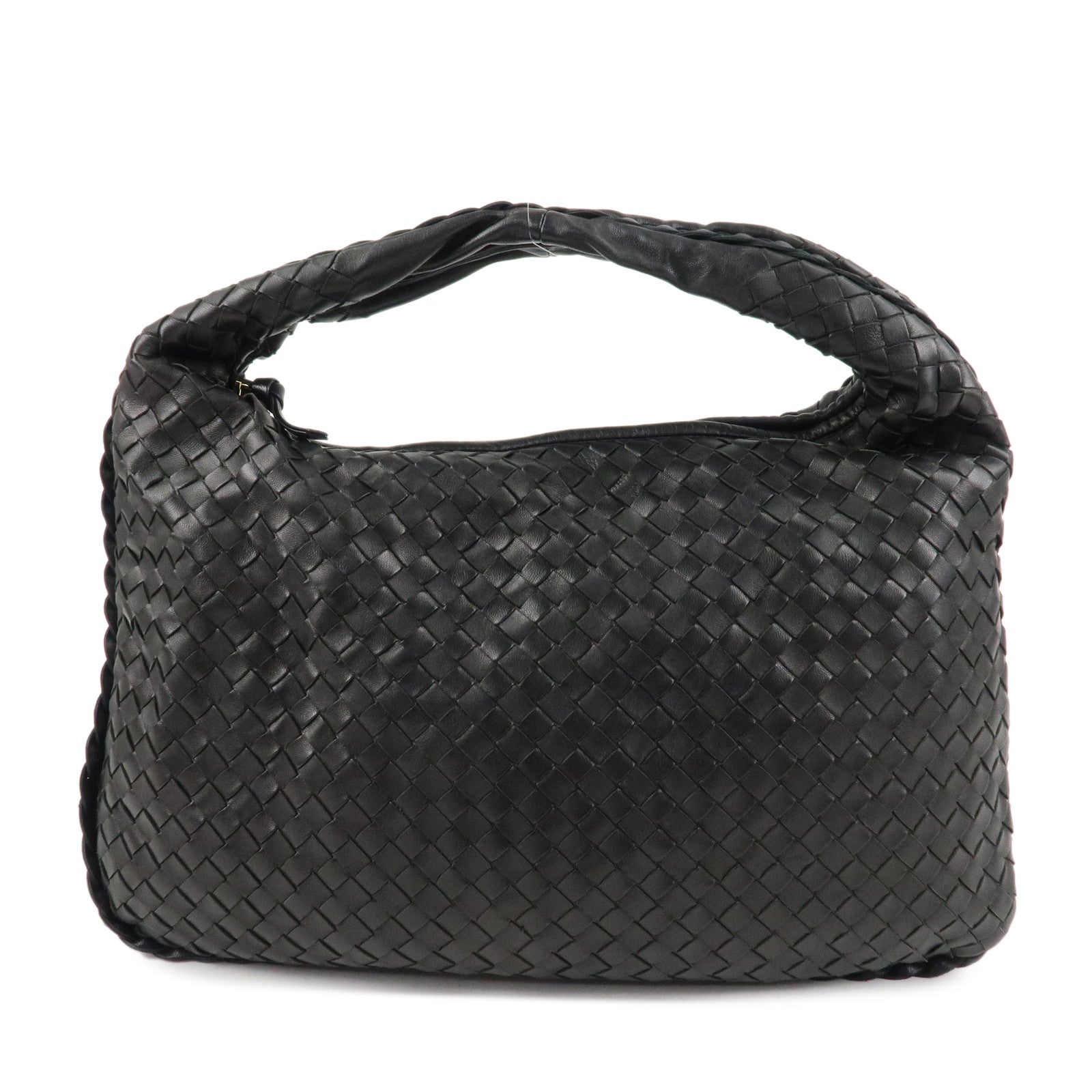 BOTTEGA-VENETA-Hobo-Intrecciato-Leather-Shoulder-Bag-Black-115653