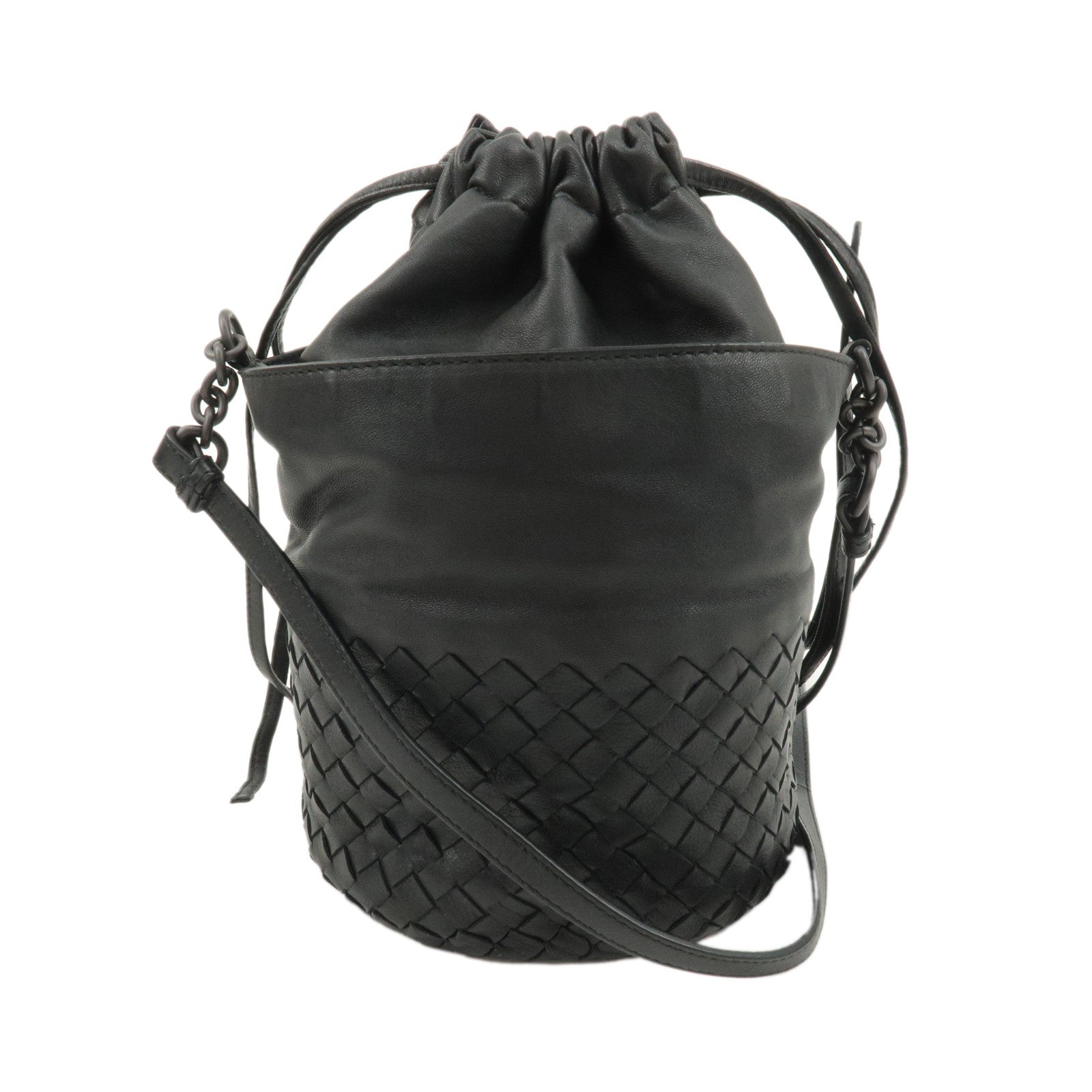 BOTTEGA-VENETA-Intrecciato-Leather-Drawstring-Shoulder-Bag