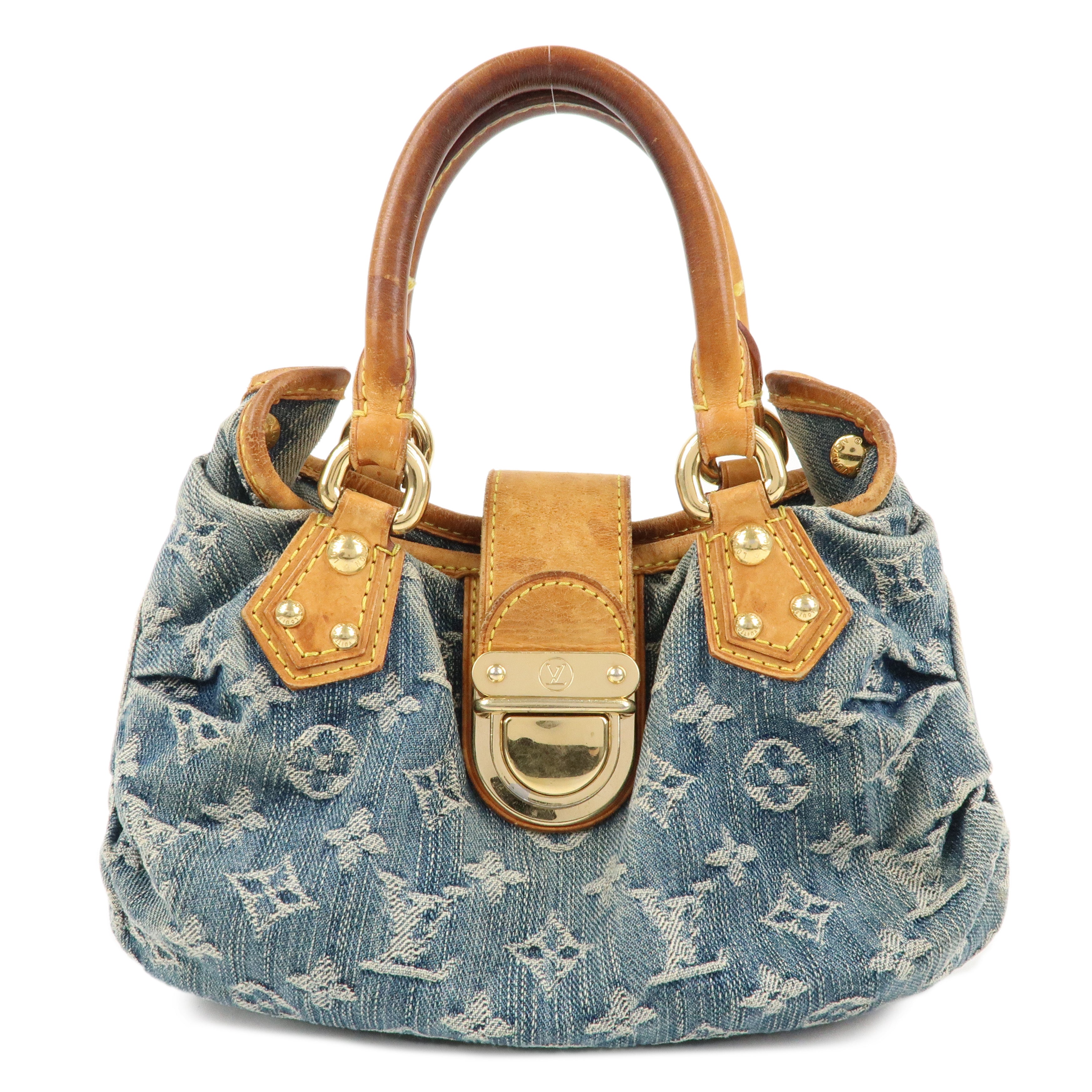 Louis Vuitton Monogram Denim Pleaty Hand Bag Blue M95020