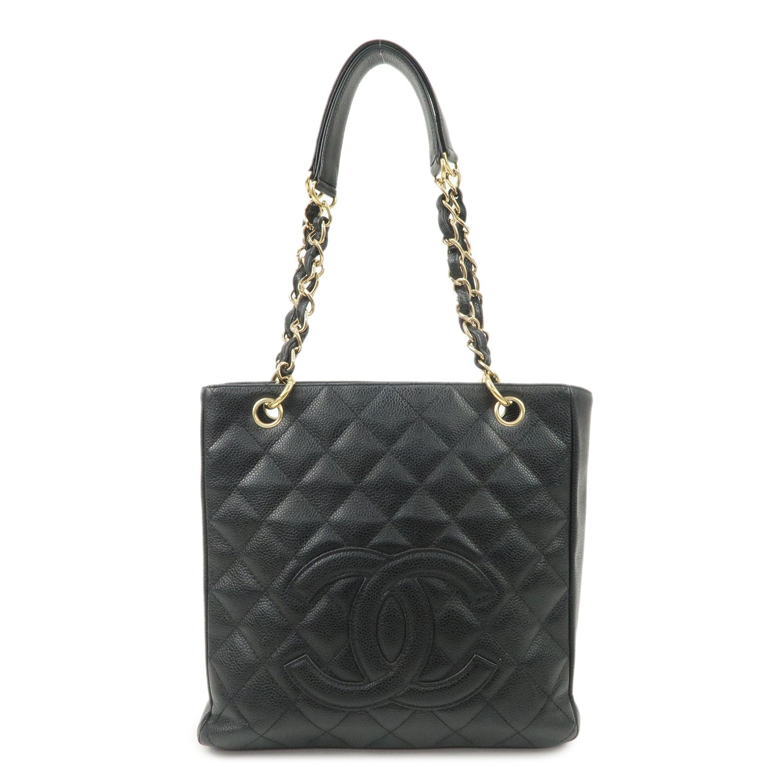 CHANEL-Matelasse-Caviar-Skin-PST-Chain-Tote-Bag-Black-A20994