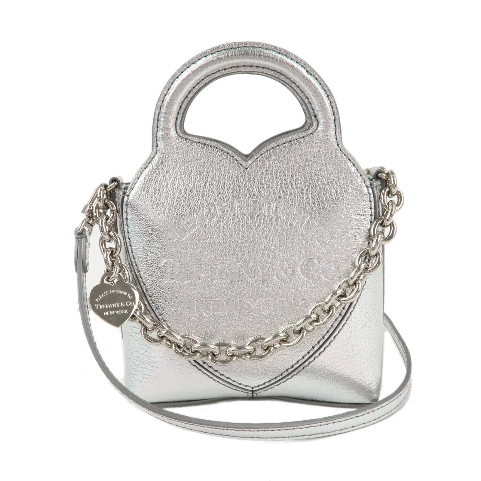 Tiffany&Co. Leather Return to Tiffany Micro Tote Bag SIlver