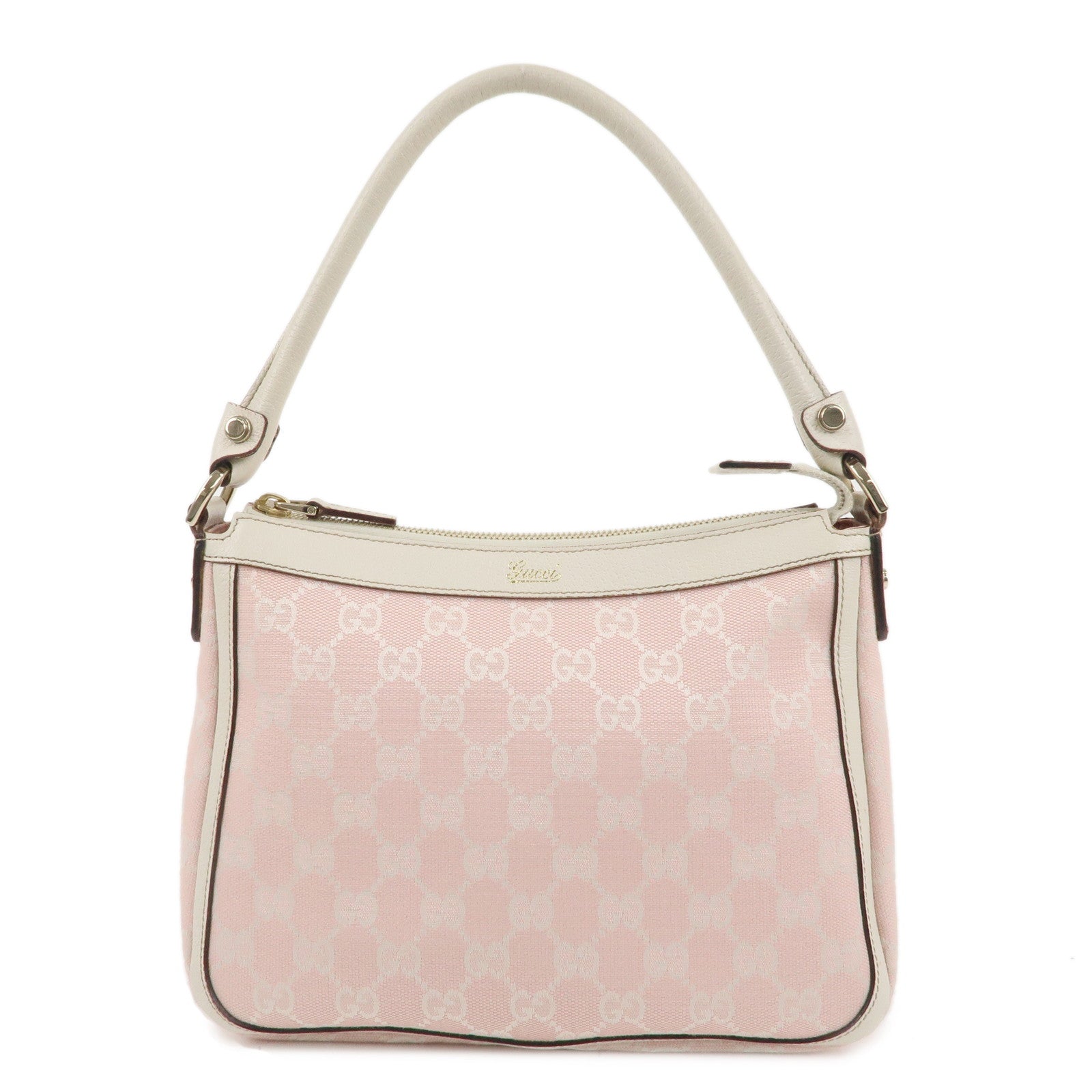 GUCCI-GG-Canvas-Leather-Hand-Shoulder-Bag-Pink-Ivory-146244