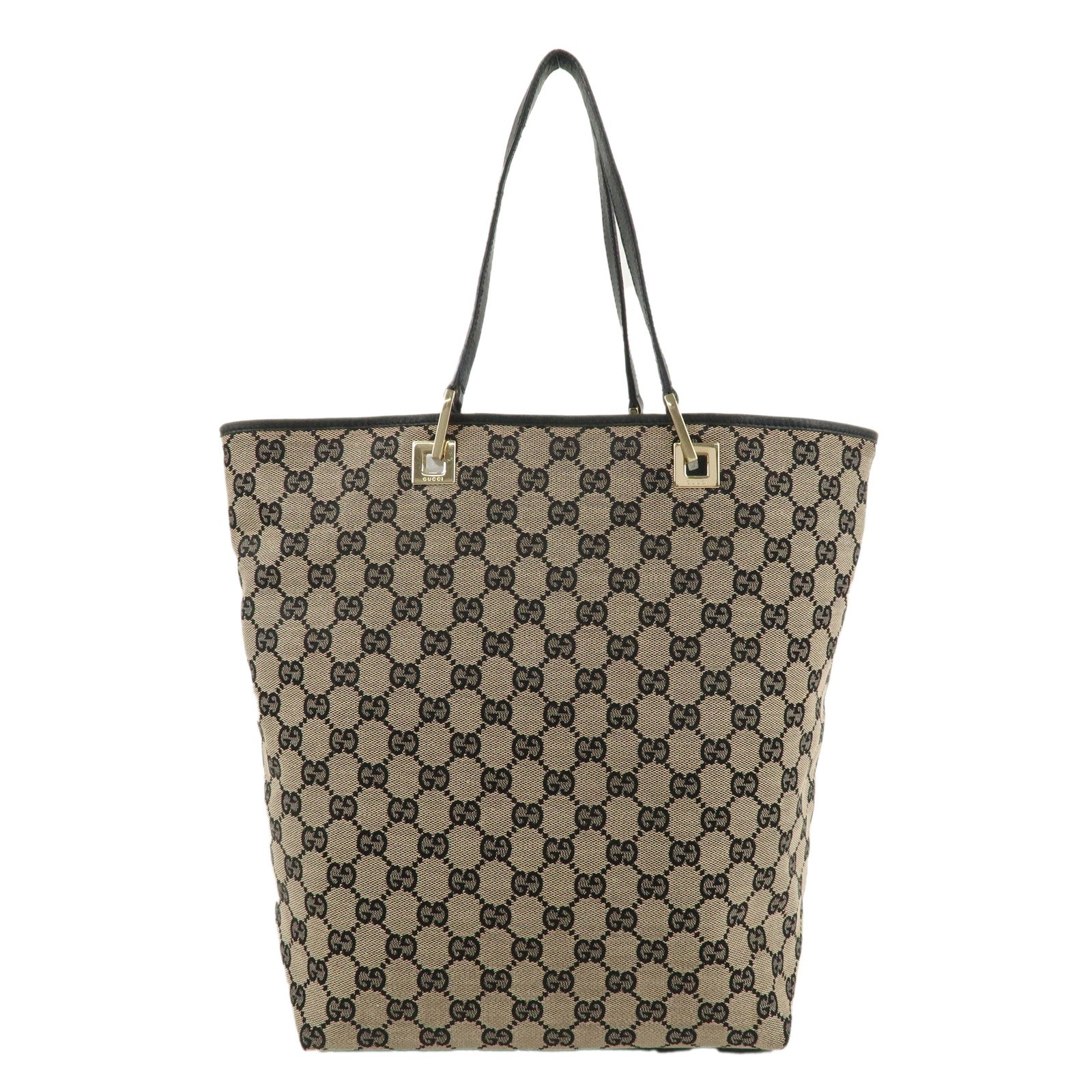 GUCCI-GG-Canvas-Leather-Tote-Shoulder-Bag-Beige-Black-002.1098