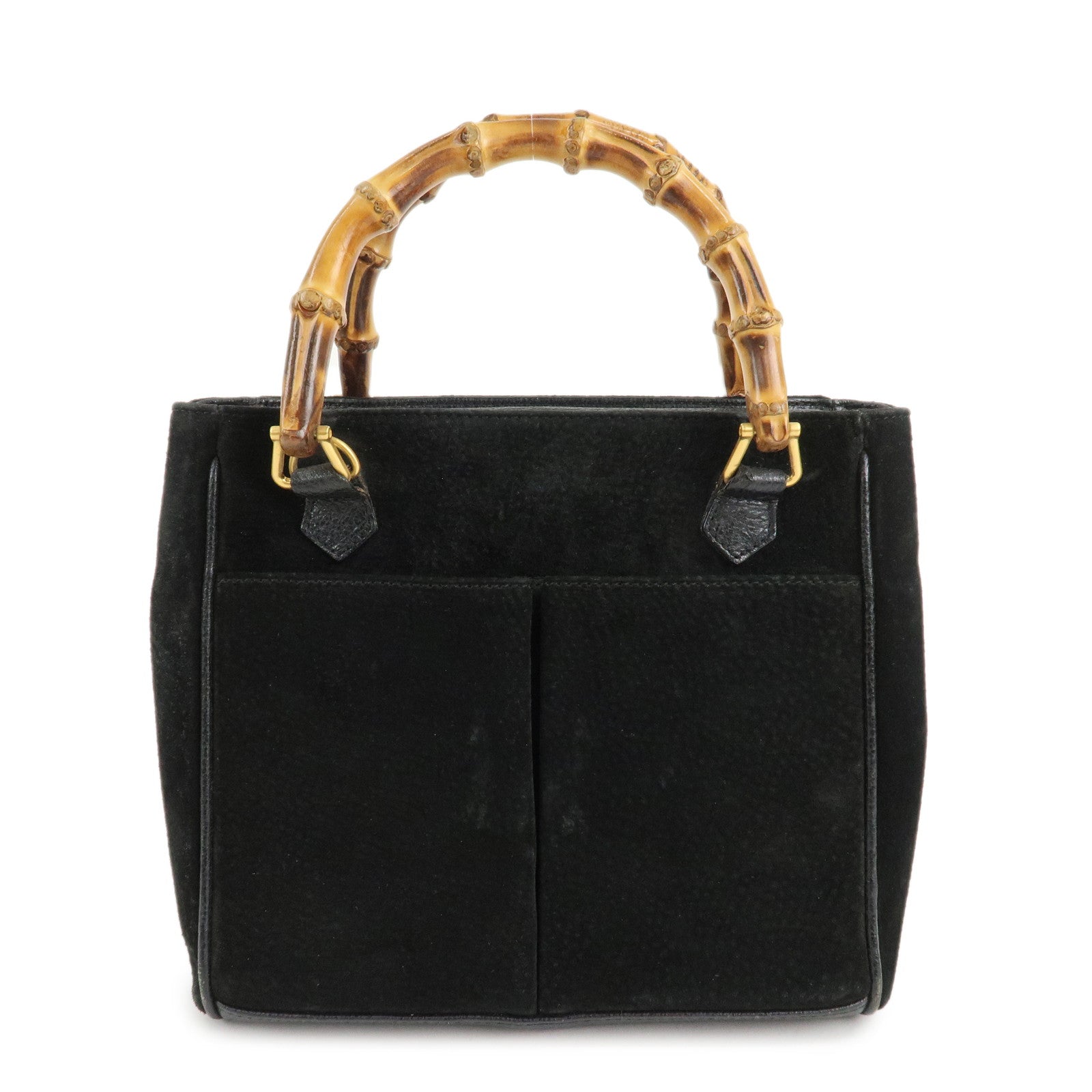 GUCCI-Bamboo-Suede-Leather-Hand-Bag-Black-000.122.0316