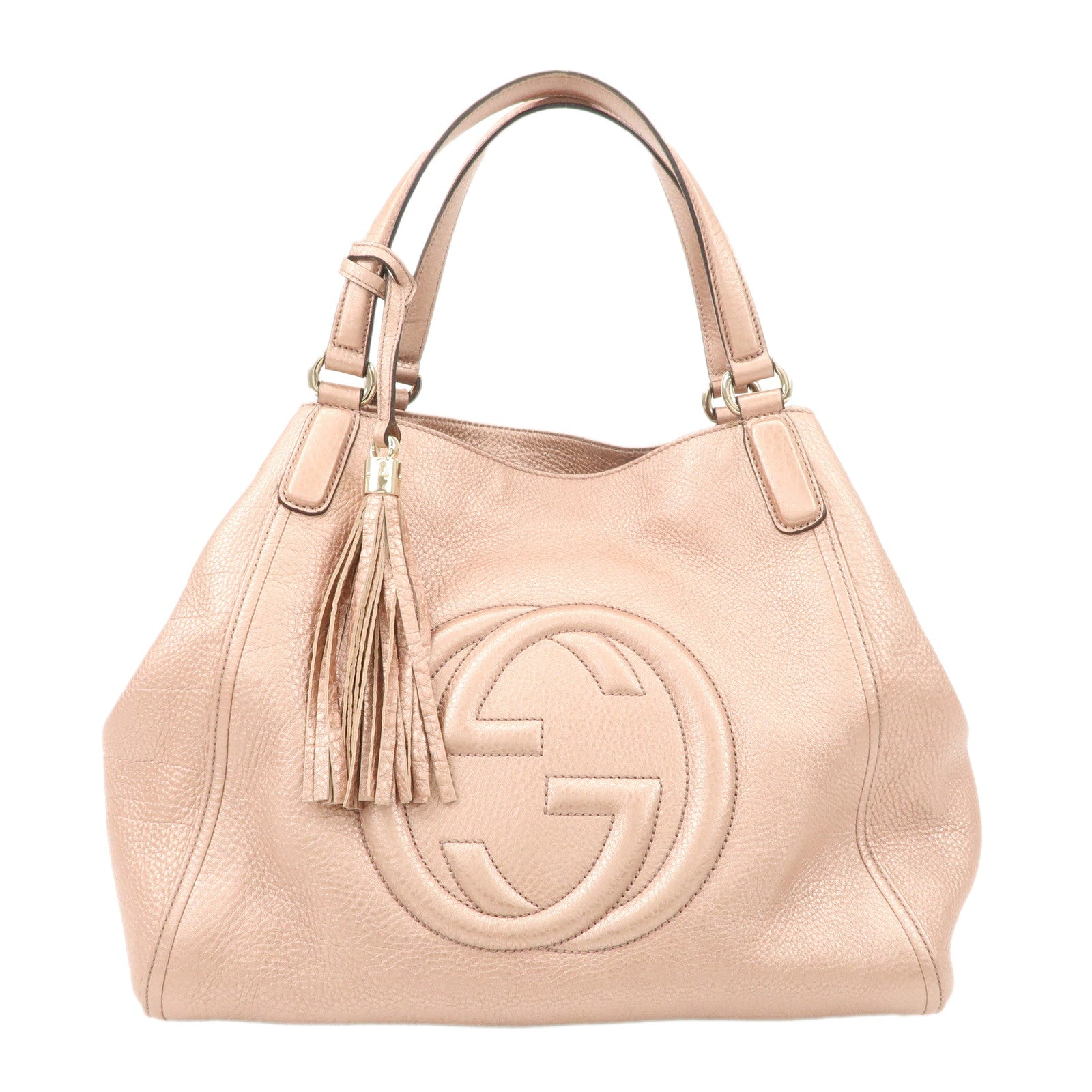 GUCCI-SOHO-Leather-Shoulder-Bag-Tote-Bag-Metallic-Pink-282309