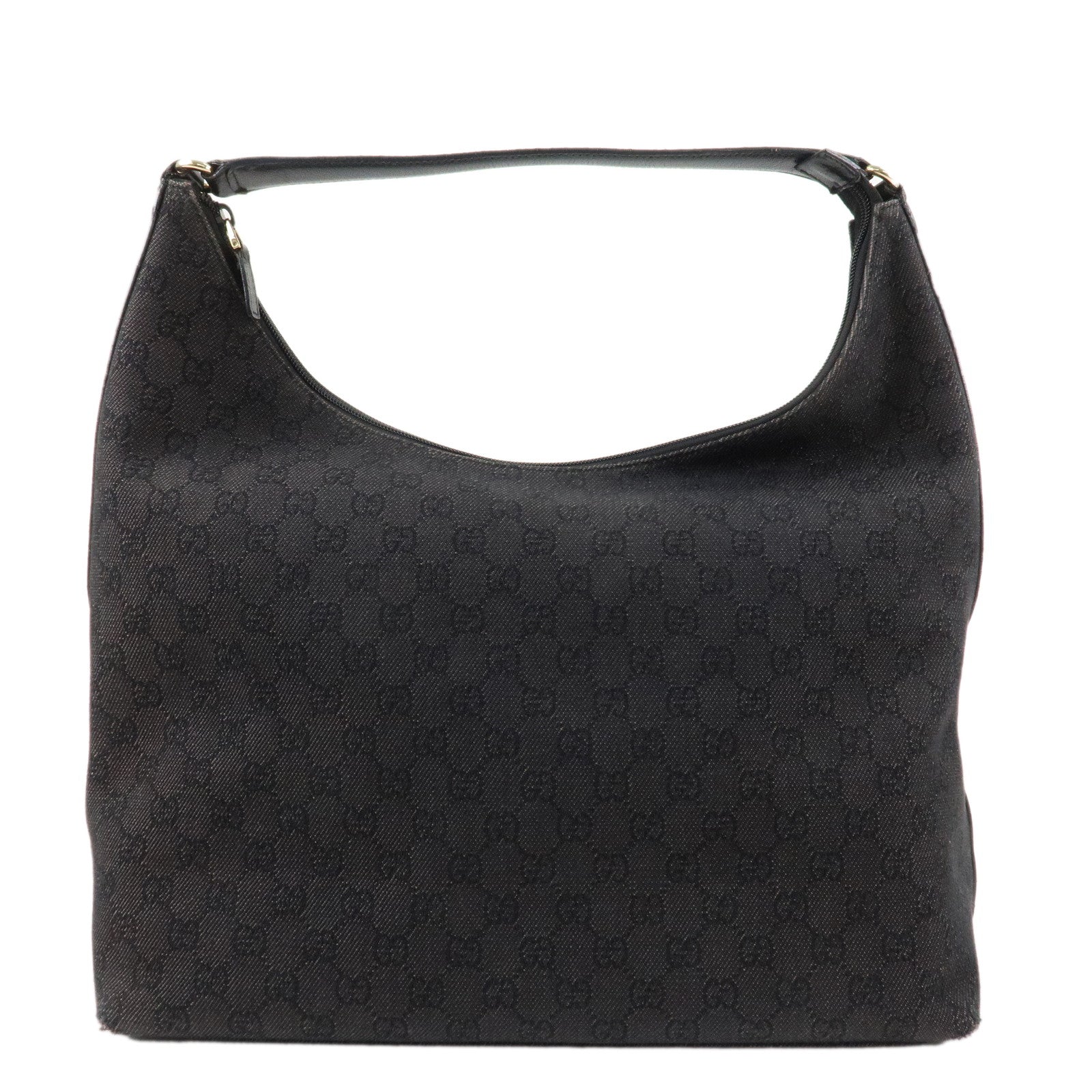 GUCCI-GG-Canvas-Leather-Shoulder-Bag-Hand-Bag-Black-257279