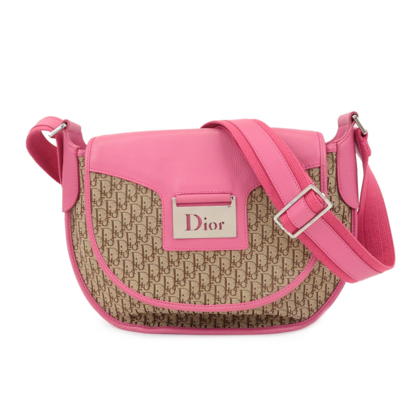 Christian-Dior-Street-Chic-Trotter-Canvas-Leather-Shoulder-Bag