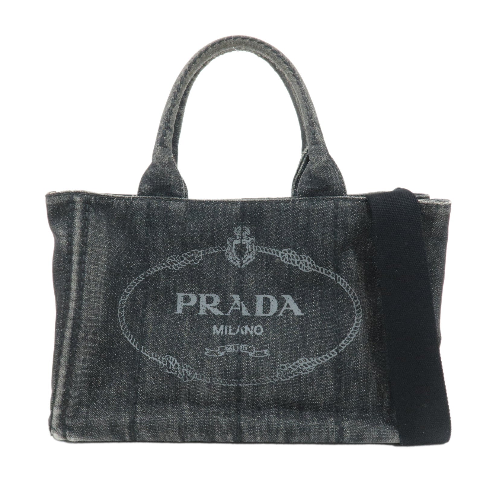 PRADA-Canapa-Mini-Canvas-2Way-Bag-Tote-Bag-Black-1BG439