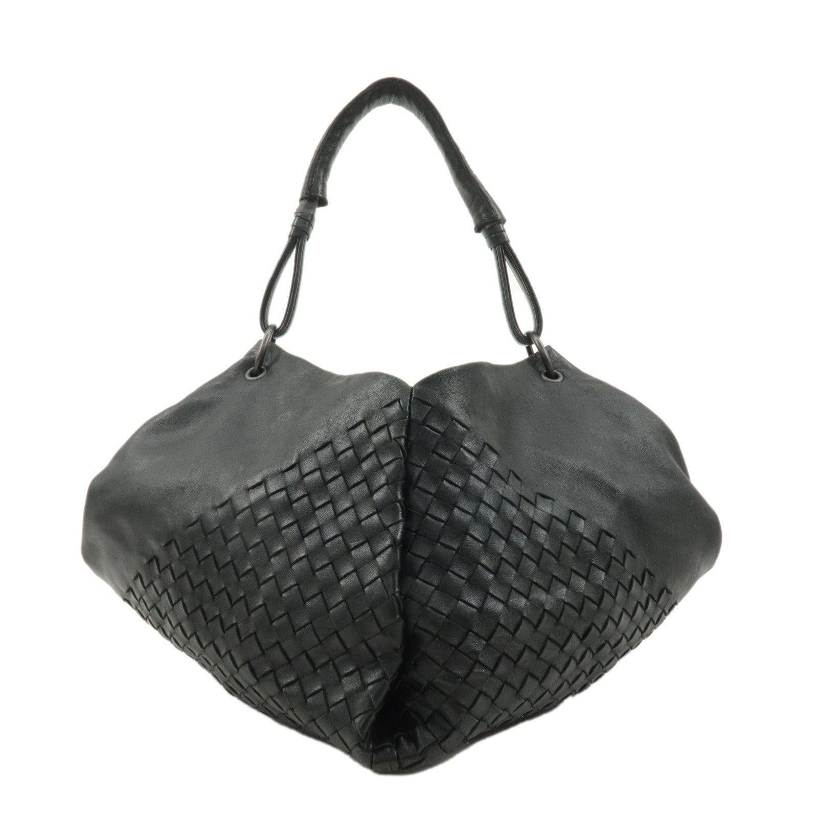 BOTTEGA VENETA Intrecciato Leather One-Shoulder Bag Black