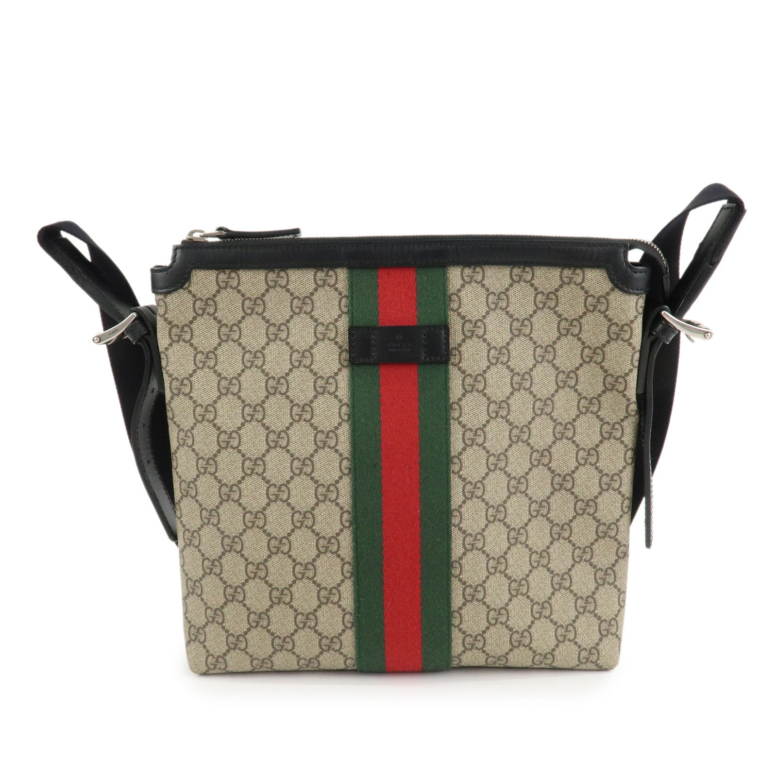 GUCCI-Sherry-GG-Canvas-Leather-Shoulder-Bag-Beige-Black-387111