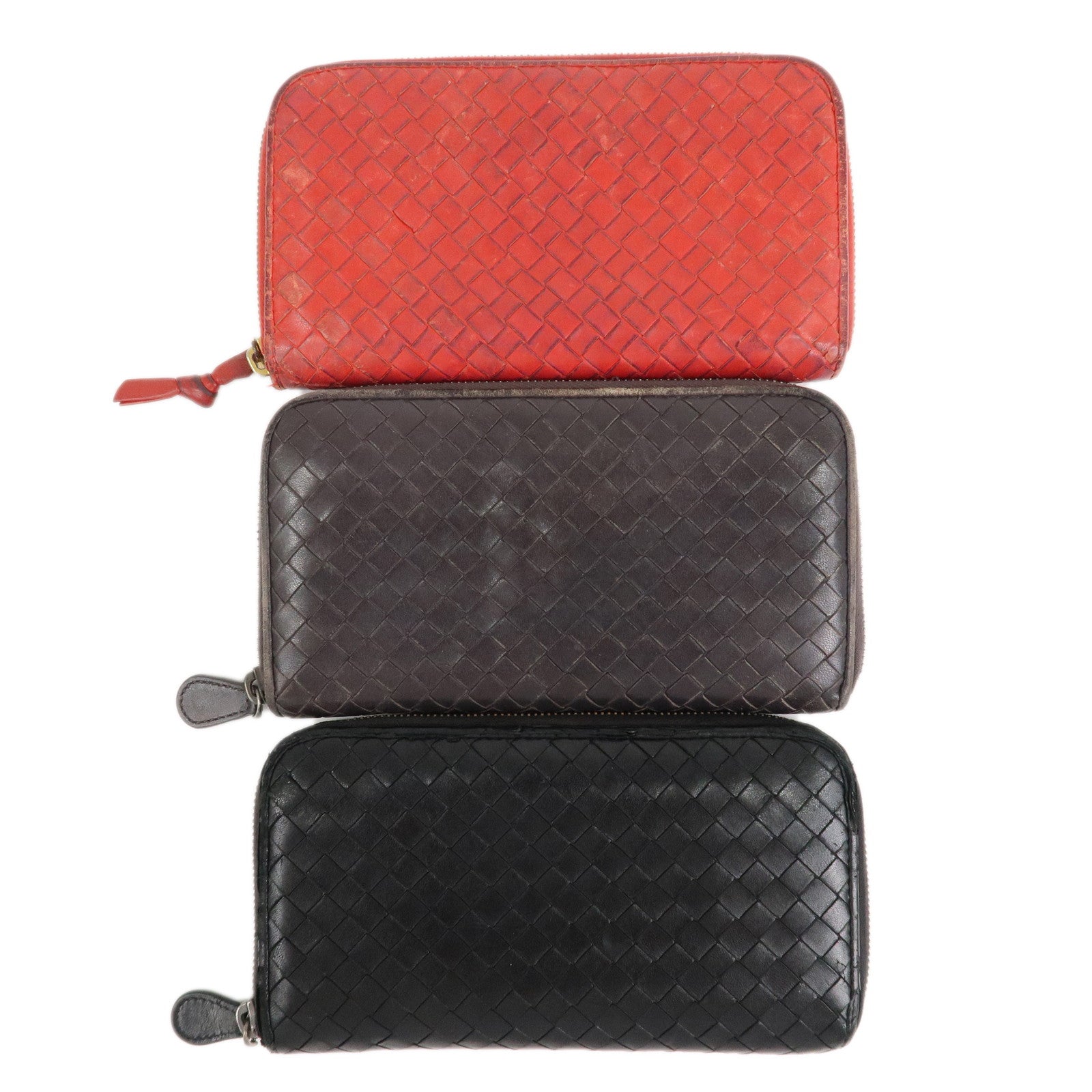 BOTTEGA-VENETA-Intrecciato-Set-of-3-Leather-Long-Wallet--114076