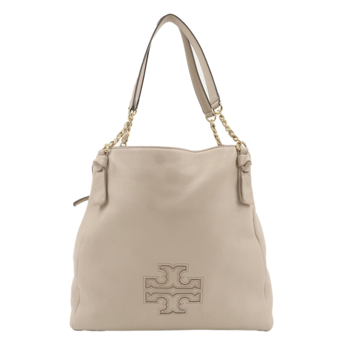 Tory-Burch-Leather-Chain-Tote-Bag-Sholder-Bag-Pink-Beige