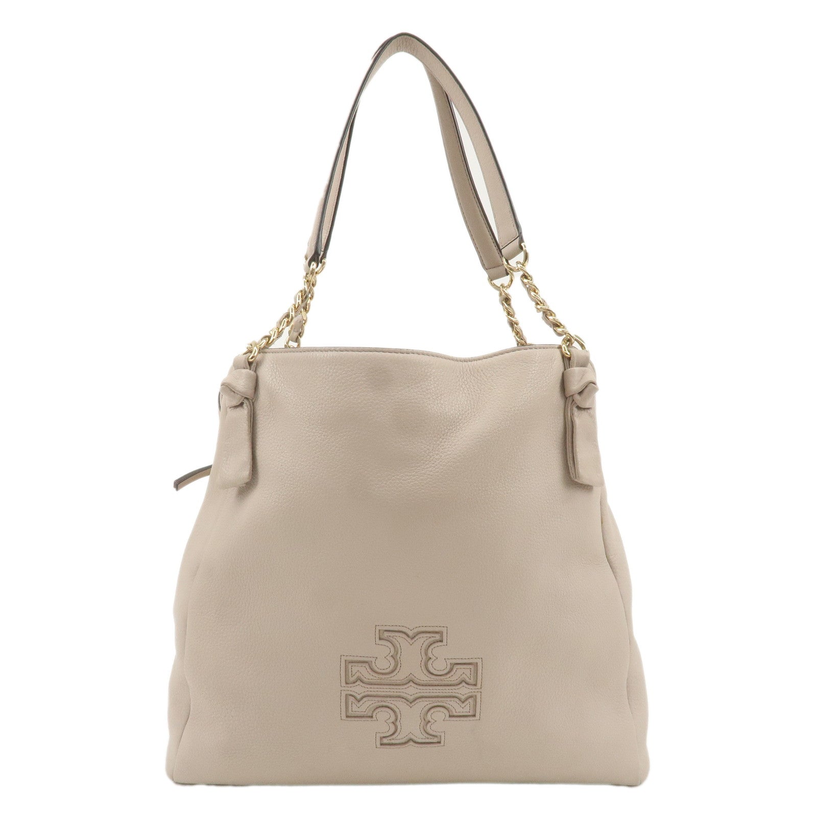 Tory-Burch-Leather-Chain-Tote-Bag-Sholder-Bag-Pink-Beige