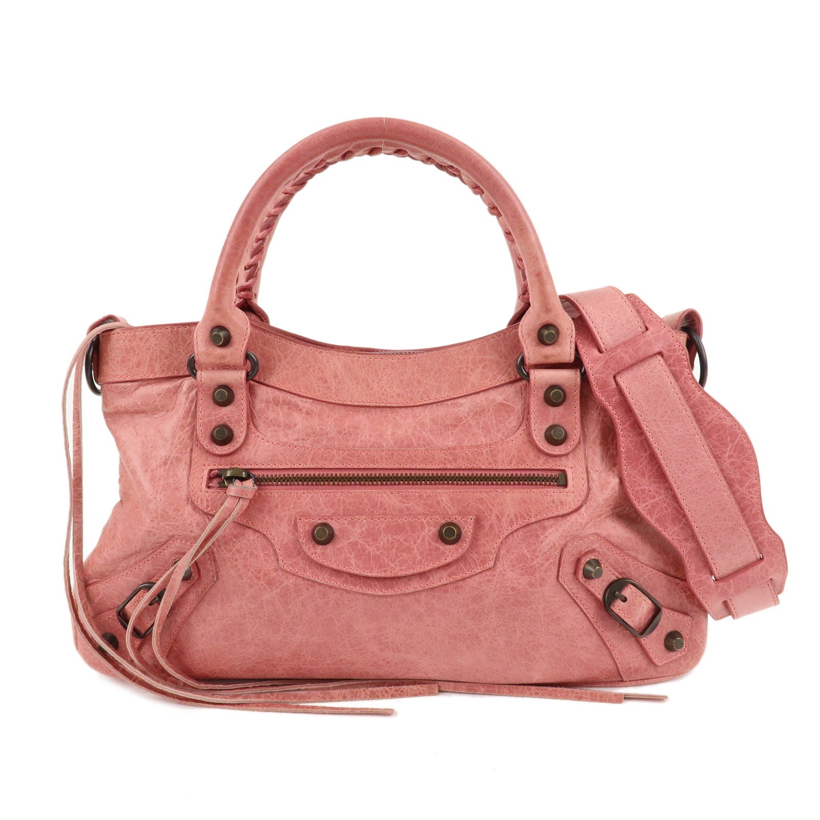 BALENCIAGA-The-First-Leather-2Way-Bag-Hand-Bag-Pink-103208