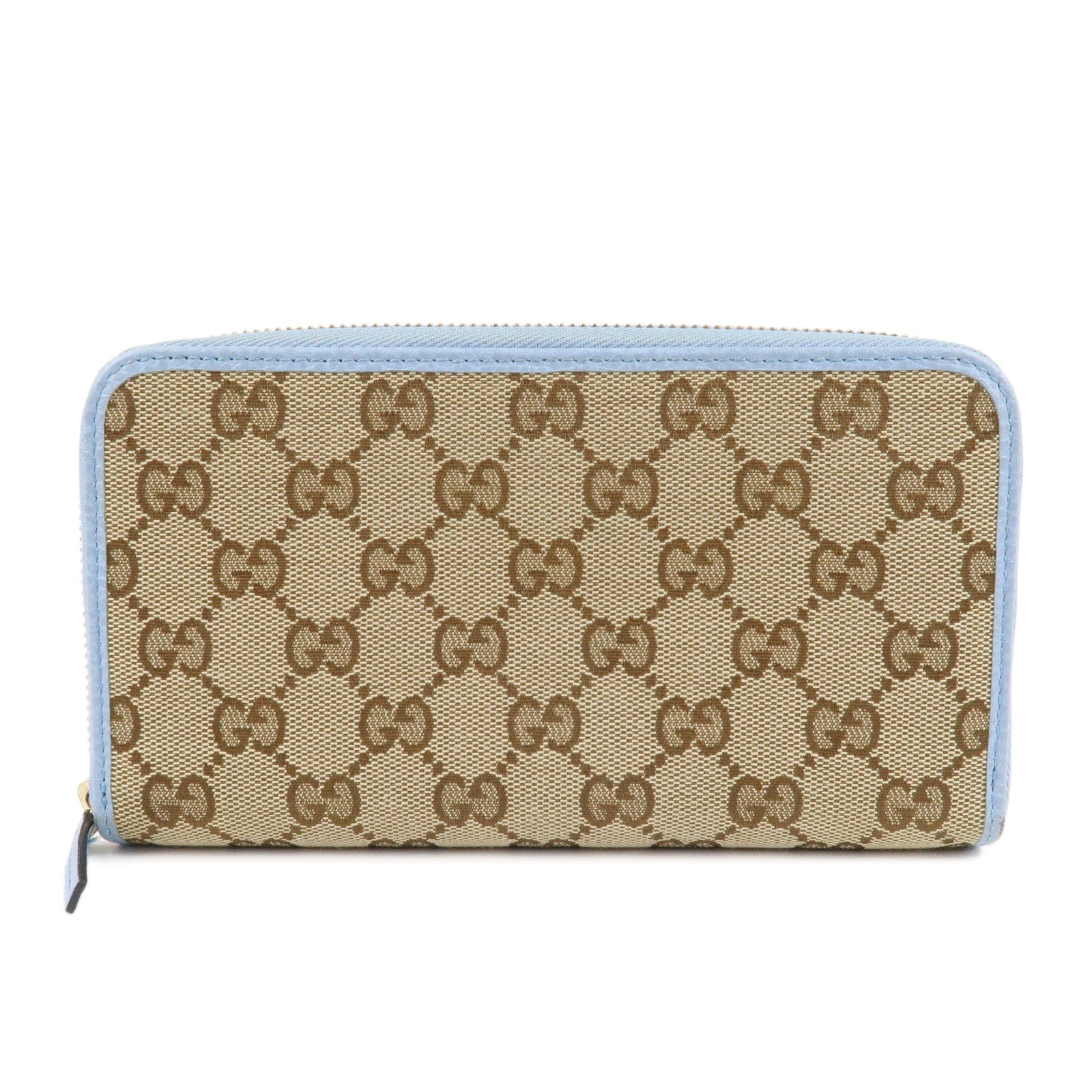 GUCCI-GG-Canvas-Leather-Round-Zipper-Long-Wallet-Beige-363423