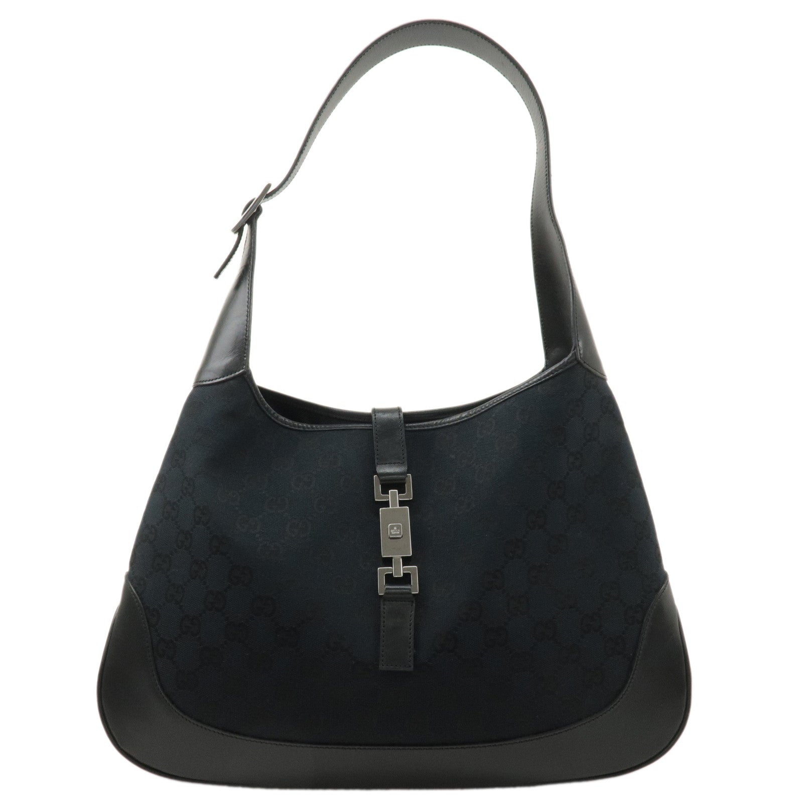 GUCCI-Jackie-Canvas-Leather-Shoulder-Bag-Black-001.3346