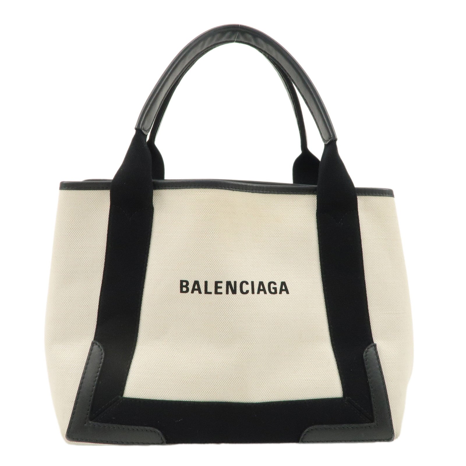 BALENCIAGA-Navy-Cabas-S-Canvas-Leather-Tote-Bag-Ivory-Black-339933