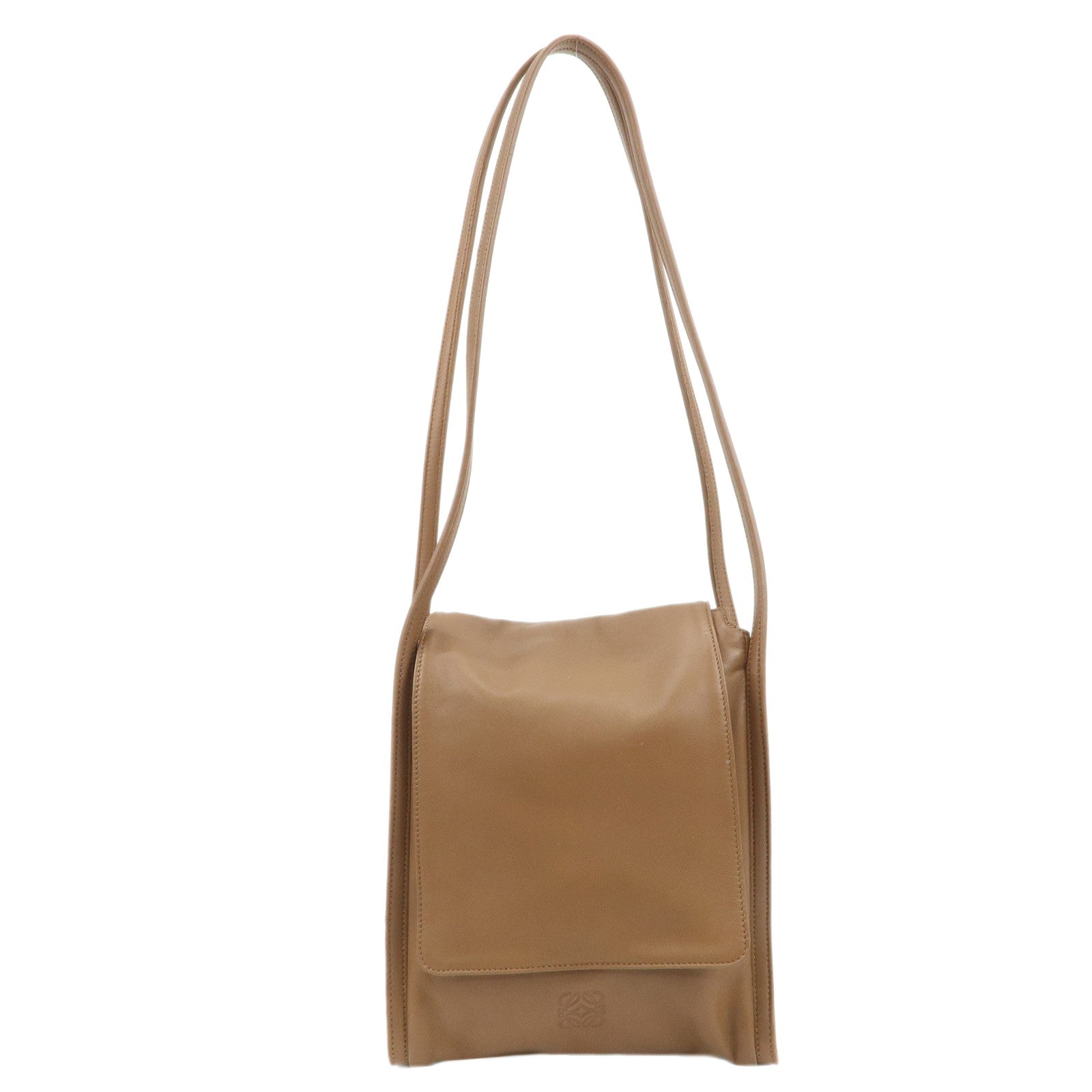 LOEWE-Anaglam-Leather-Shoulder-Bag-Crossbody-Bag-Brown