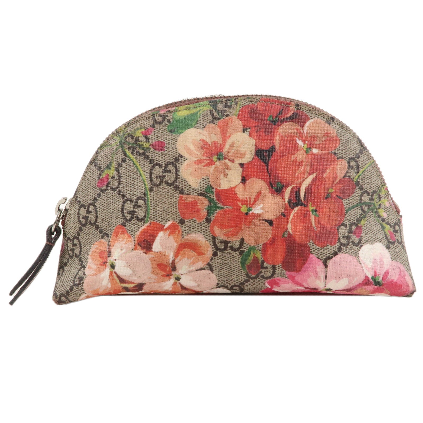 GUCCI-GG-Supreme-Flower-Pouch-Cosmetic-Pouch-Beige-Pink-Red-431380