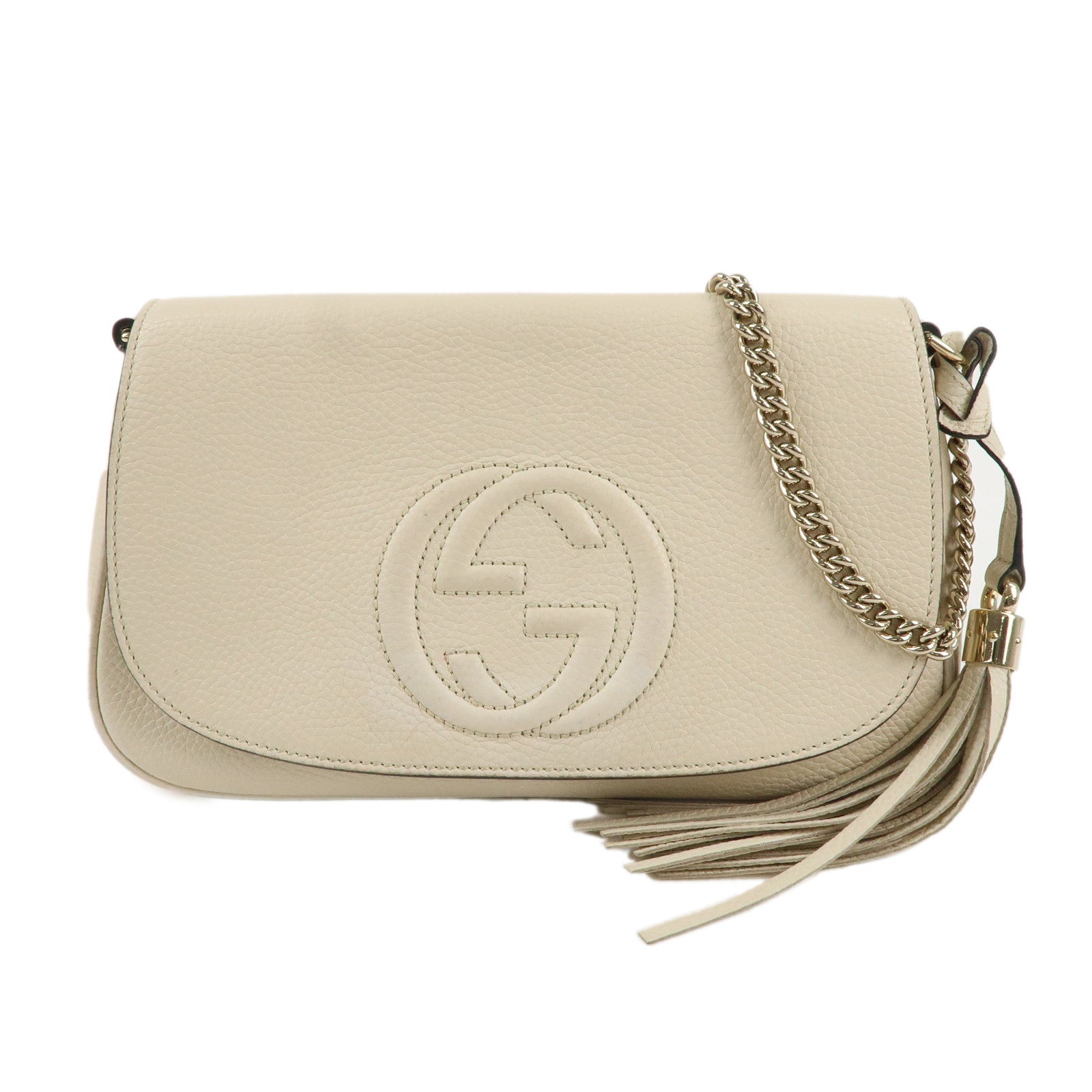 GUCCI Soho Leather Chain Shoulder Bag Ivory 536224