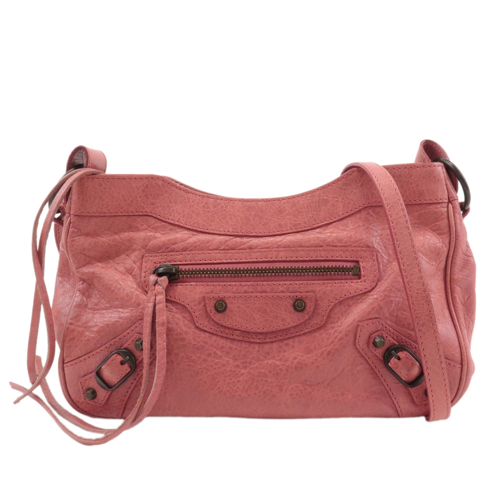 BALENCIAGA The Hip Leather Shoulder Bag Pink 242803