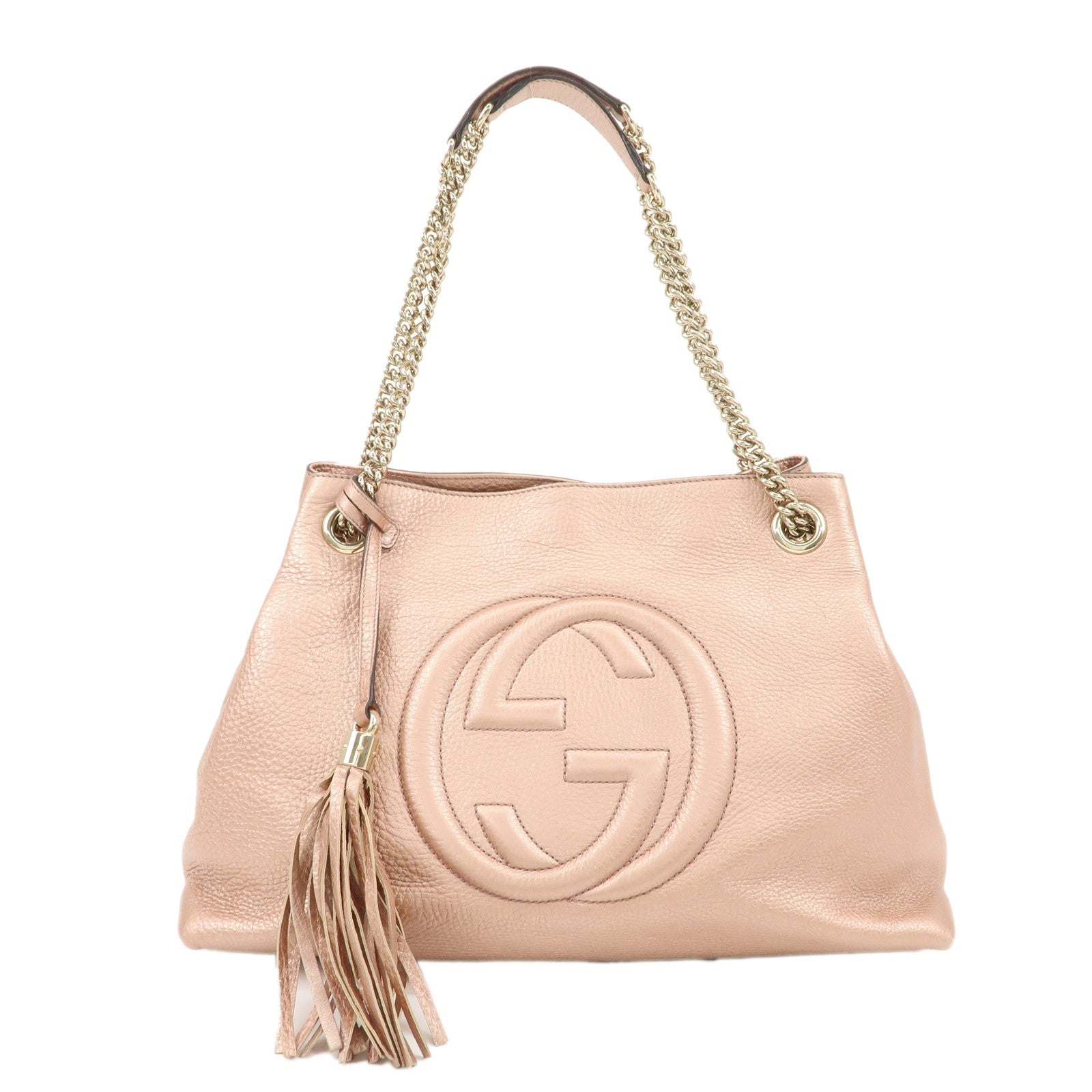 GUCCI-SOHO-Leather-Chain-Shoulder-Bag-Japan-Limited-Beige-308982