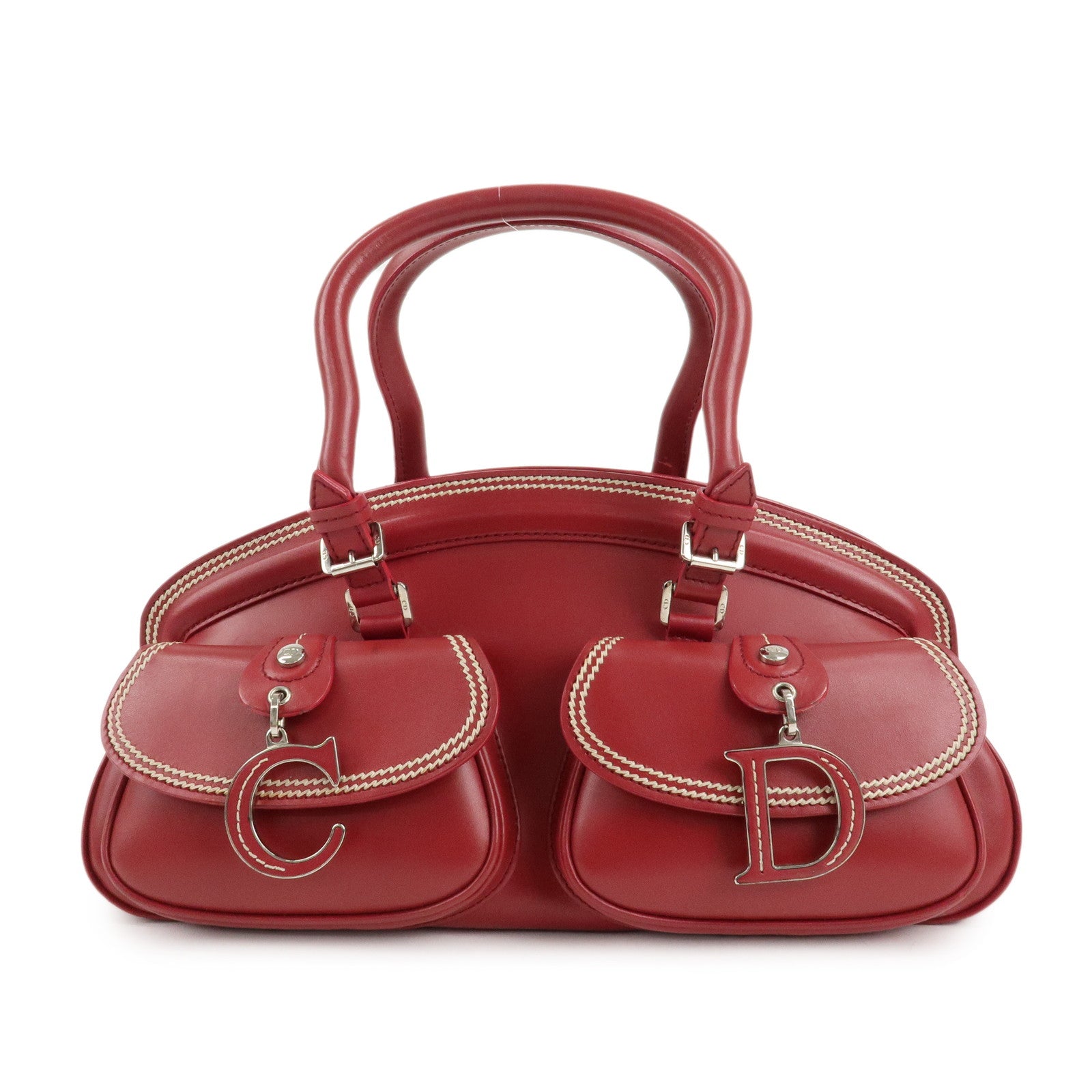 Christian-Dior-Detective-Bag-Satchel-Bag-Hand-Bag-Red