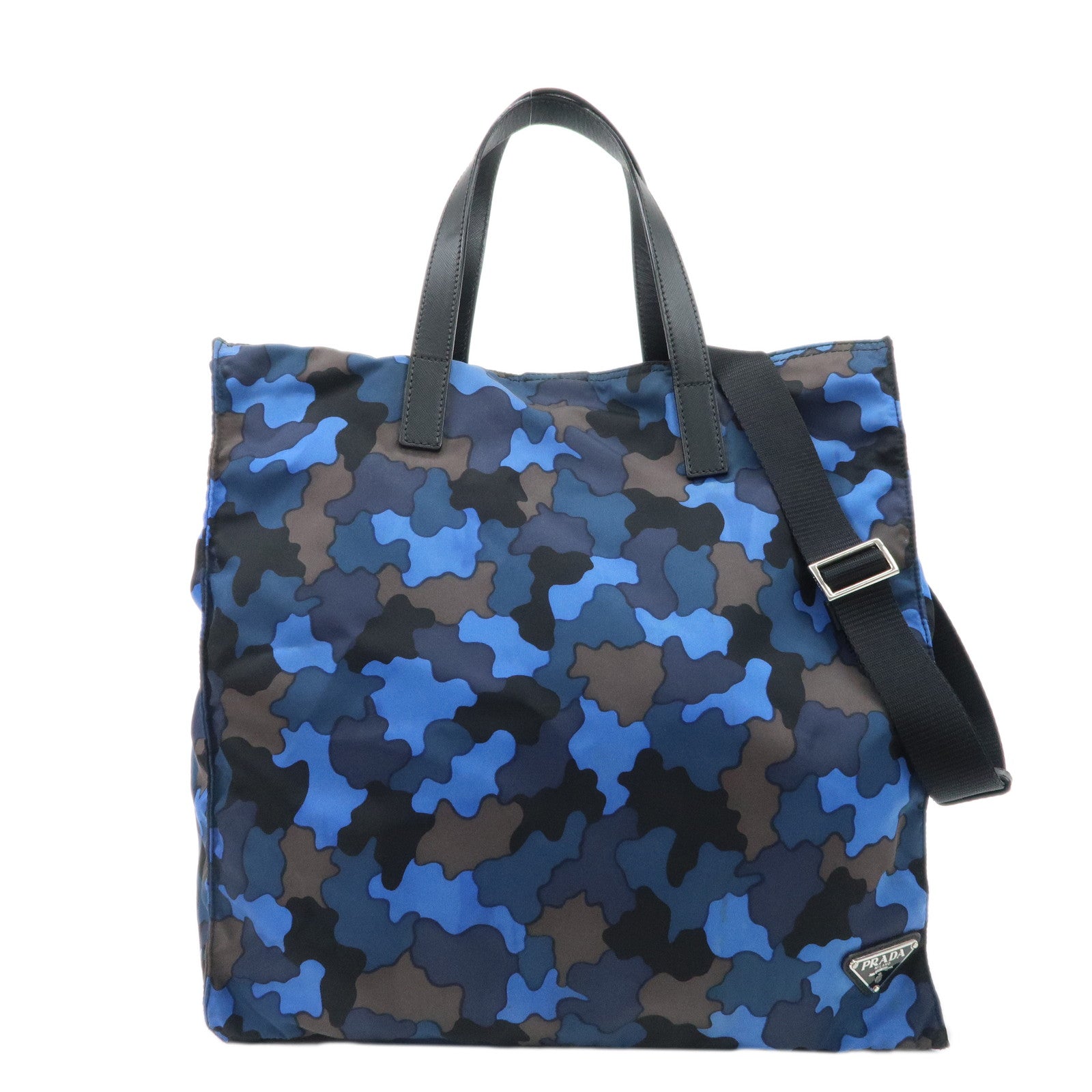 PRADA-Logo-Camouflage-Nylon-Leather-2Way-Tote-Shoulder-Bag