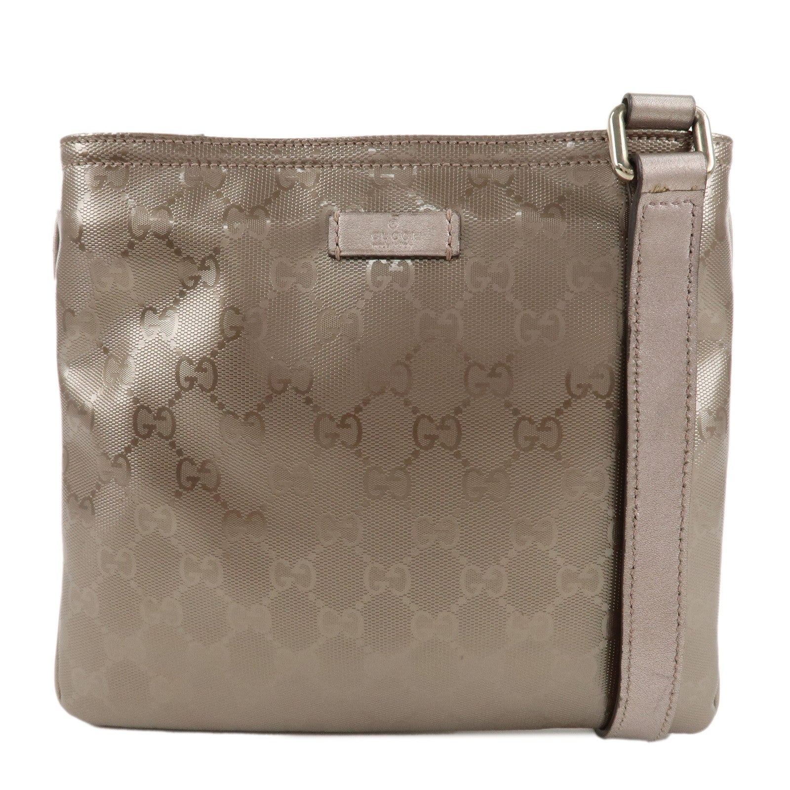 GUCCI-GG-Imprime-PVC-Leather-Shoulder-Bag-Metalic-Beige-201538