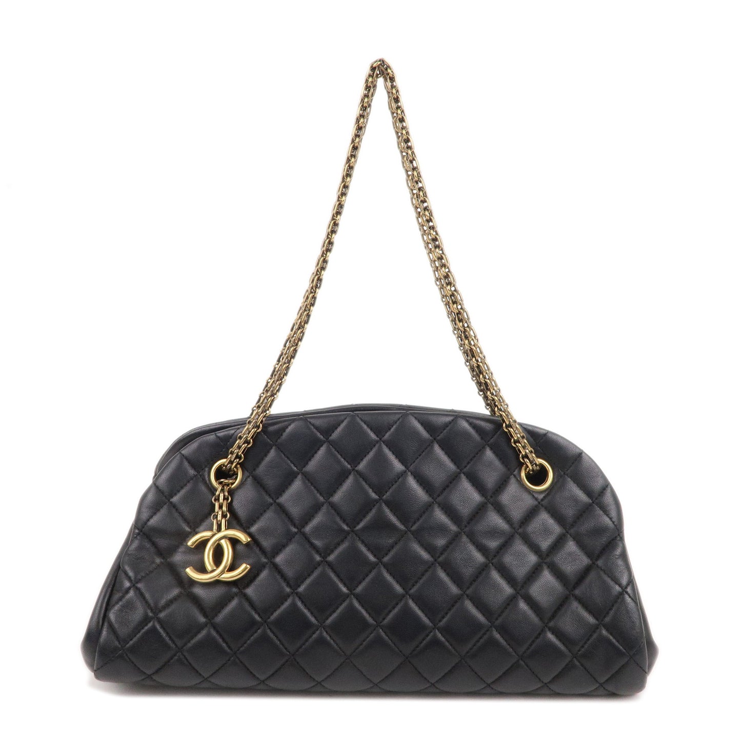 CHANEL Matelasse Mademoiselle Lamb Skin Chain Bag Black A50556