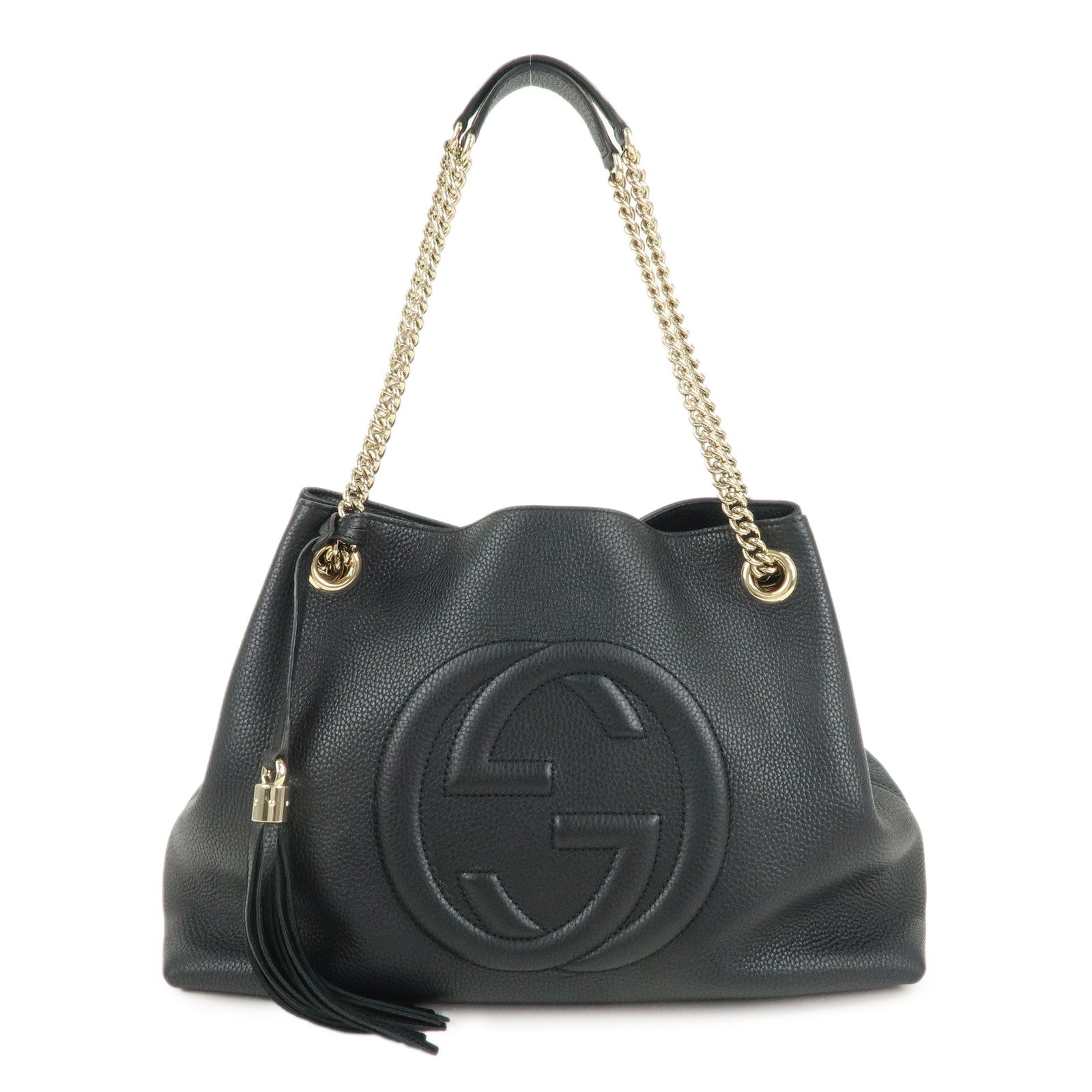 GUCCI-SOHO-Interlocking-G-Leather-Chain-Shoulder-Bag-Black-536196