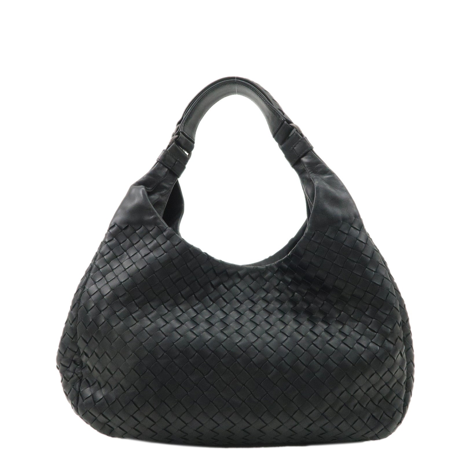 BOTTEGA-VENETA-Intrecciato-Leather-Shoulder-Bag-Black-125787