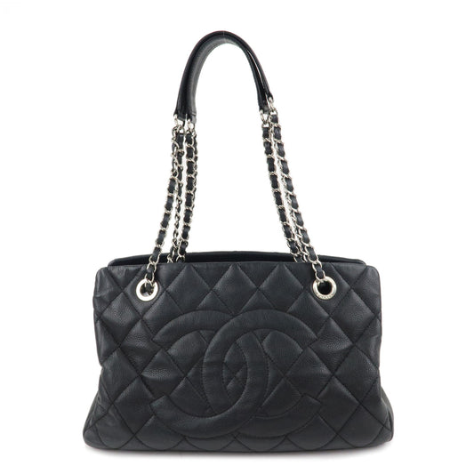 CHANEL-Matelasse-Caviar-Skin-COCO-Mark-Chain-Tote-Bag-Black