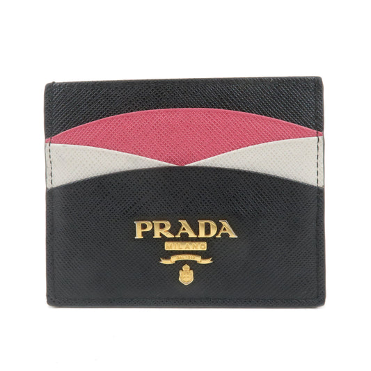 PRADA-Saffiano-Leather-Card-Case-Black-White-Pink-1MC025