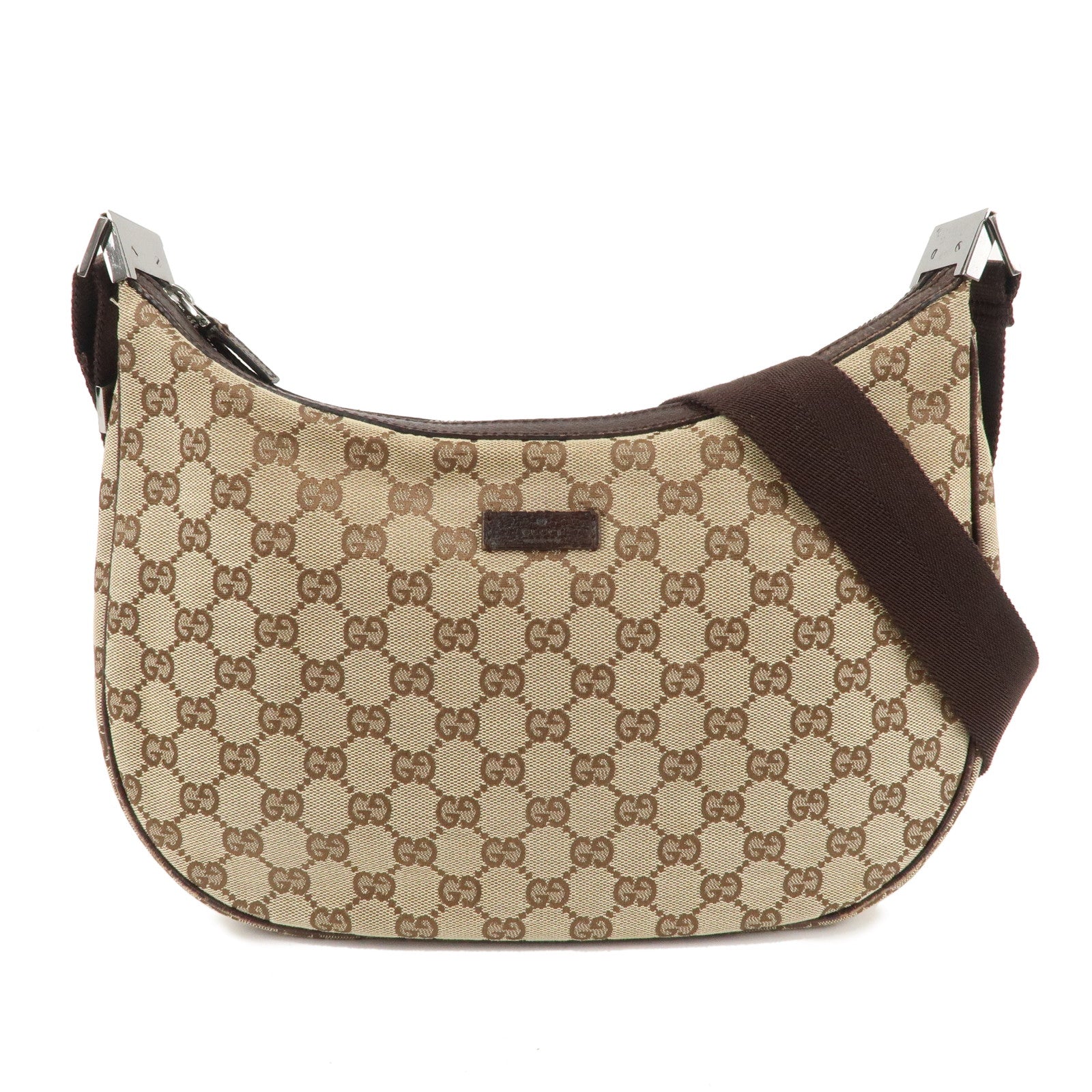 GUCCI-GG-Canvas-Leather-Shoulder-Bag-Beige-Brown-122790