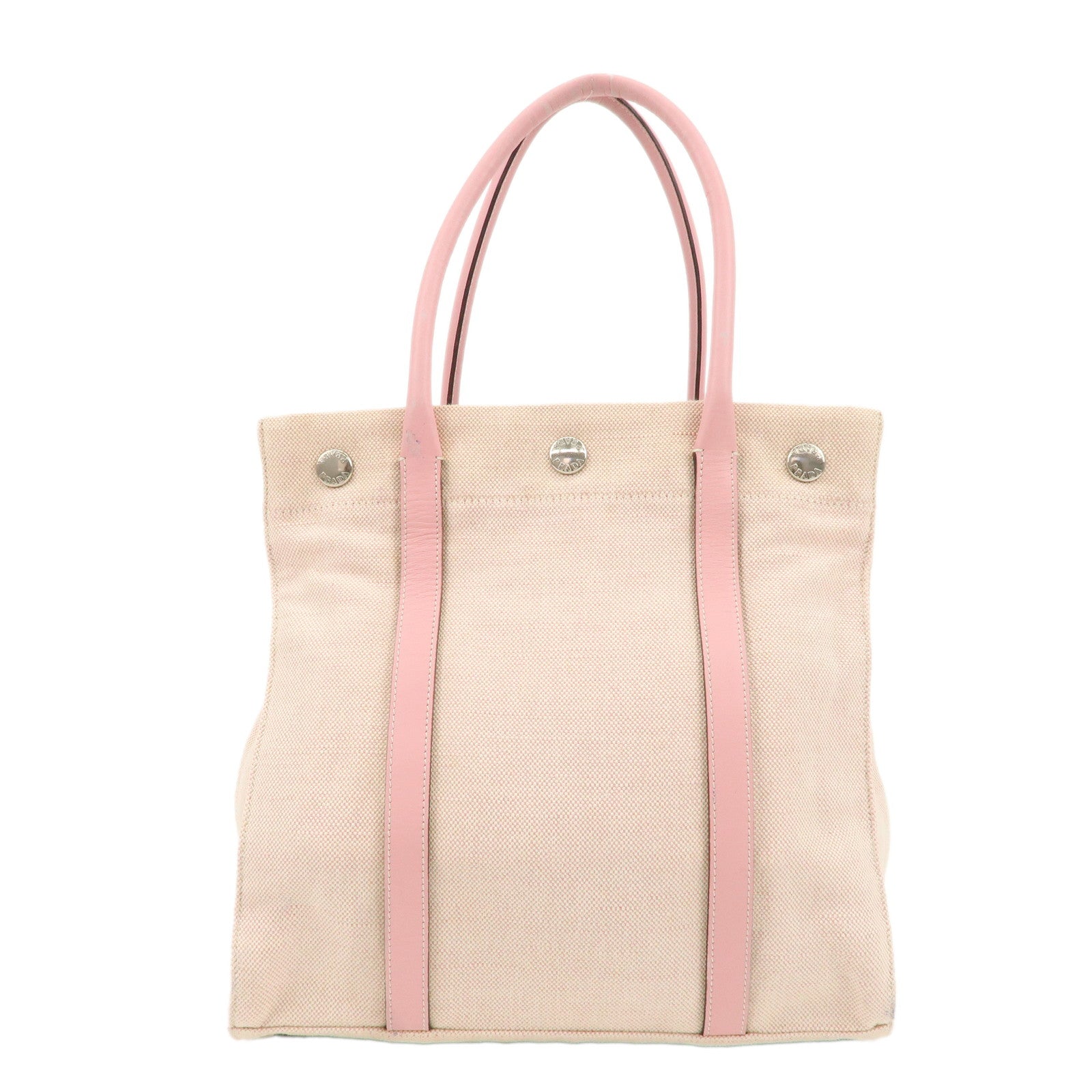 PRADA-Canvas-Leather-Nylon-Tote-Bag-Hand-Bag-Pink-Silver-HDW