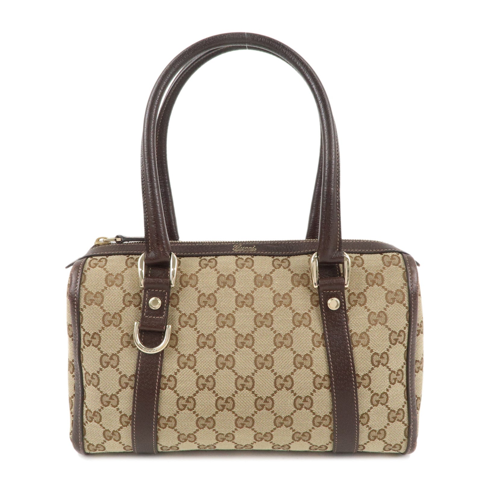 GUCCI Abbey GG Canvas Leather Mini Boston Bag Beige Ivory 130942