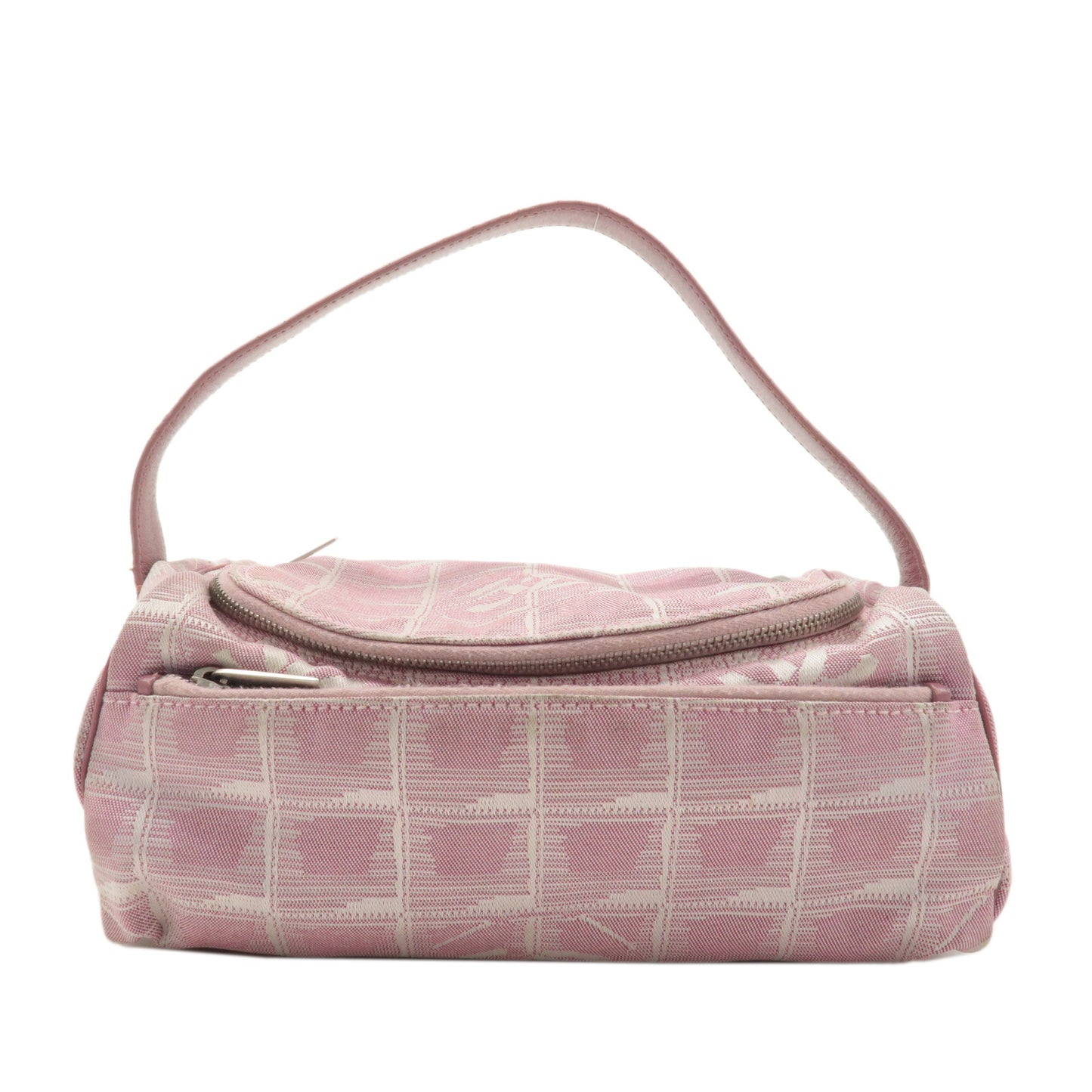 CHANEL New Travel Line Nylon Jacquard Leather Vanity Bag Pink