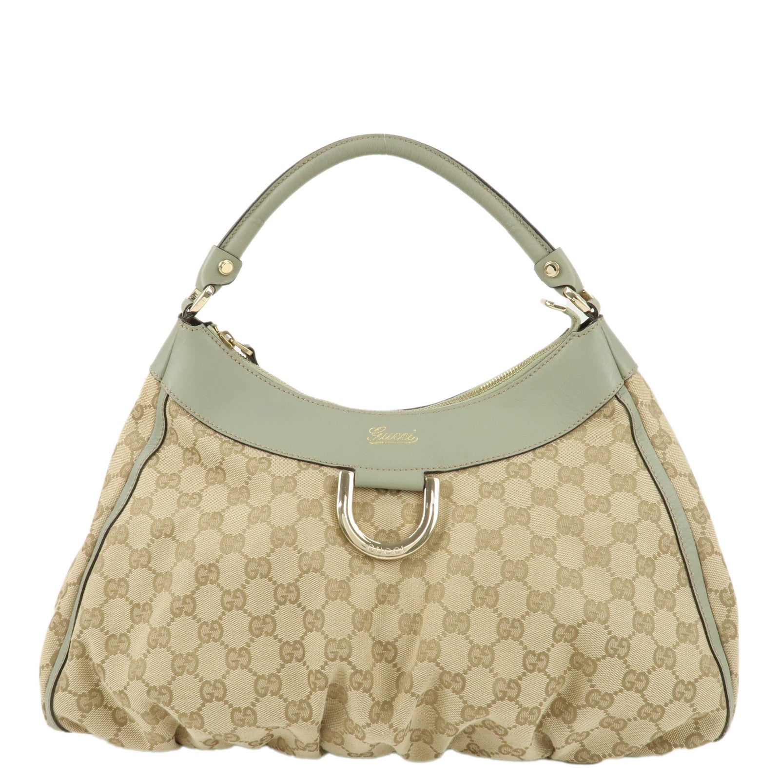 GUCCI-Abbey-GG-Canvas-Leather-Shoulder-Bag-Beige-Gold-189833