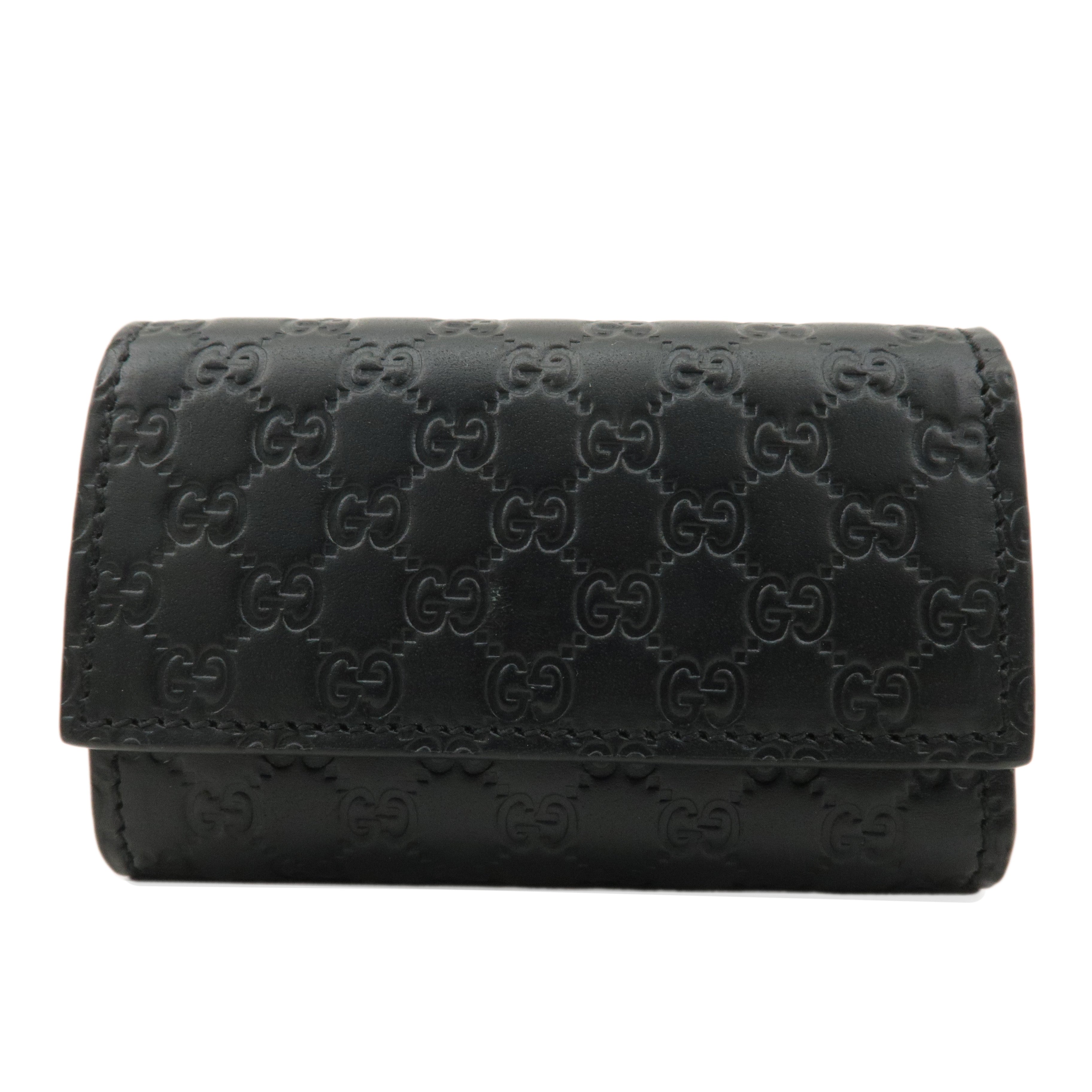 GUCCI Micro Guccissima Leather 6 Key Case Black 150402