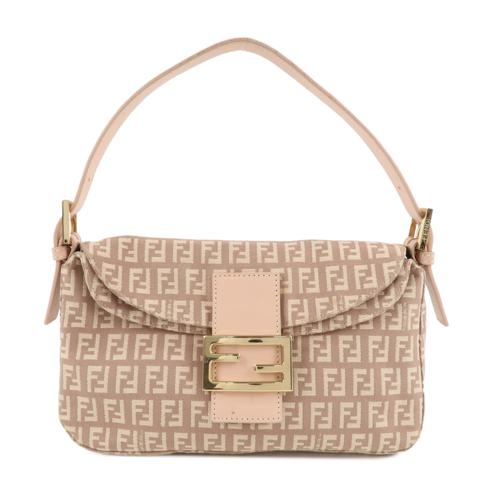 FENDI-Zucchino-Canvas-Leather-Shoulder-Bag-Light-Pink-Beige-8BR003