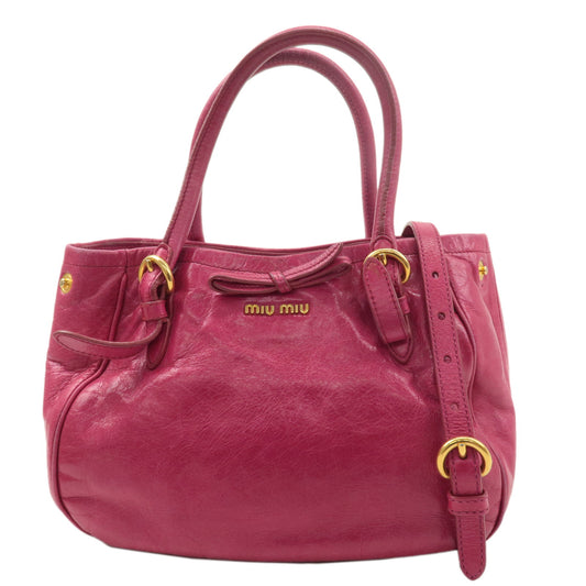 MIU-MIU-Leather-2WAY-Bag-Hand-Bag-Shoulder-Bag-Pink